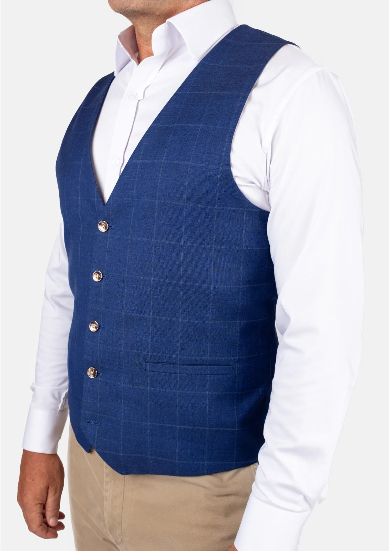 Empire Blue Windowpane Vest - SARTORO499