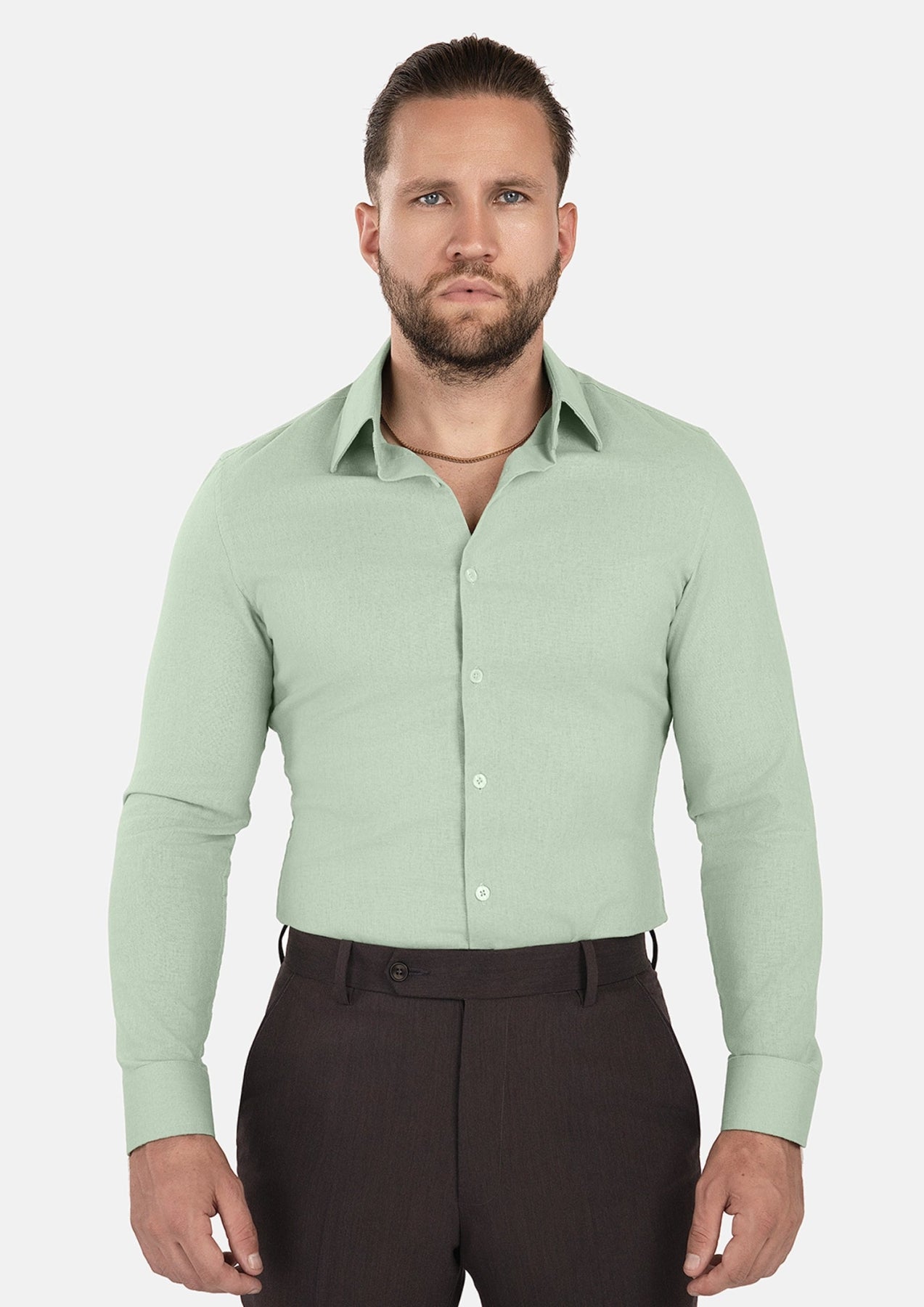 Fern Green Linen Shirt - SARTORO406