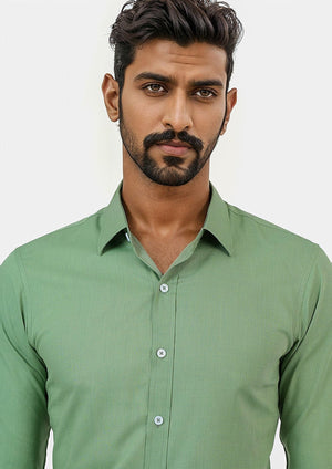 Forest Green Egyptian Cotton Broadcloth Shirt - SARTORO