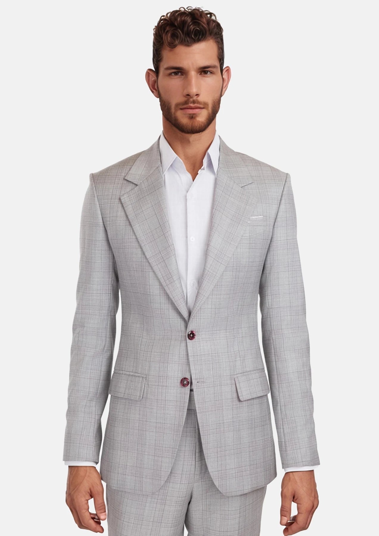 French Gray Checked Ellis Suit - SARTORO428