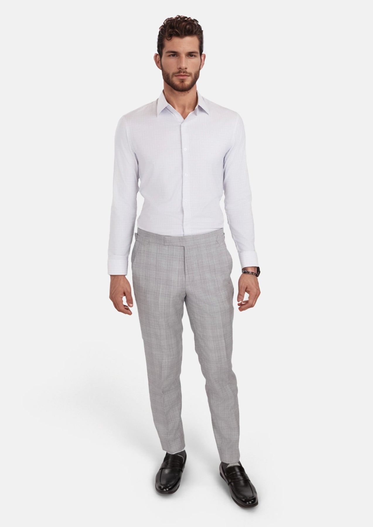 French Gray Checked Pants