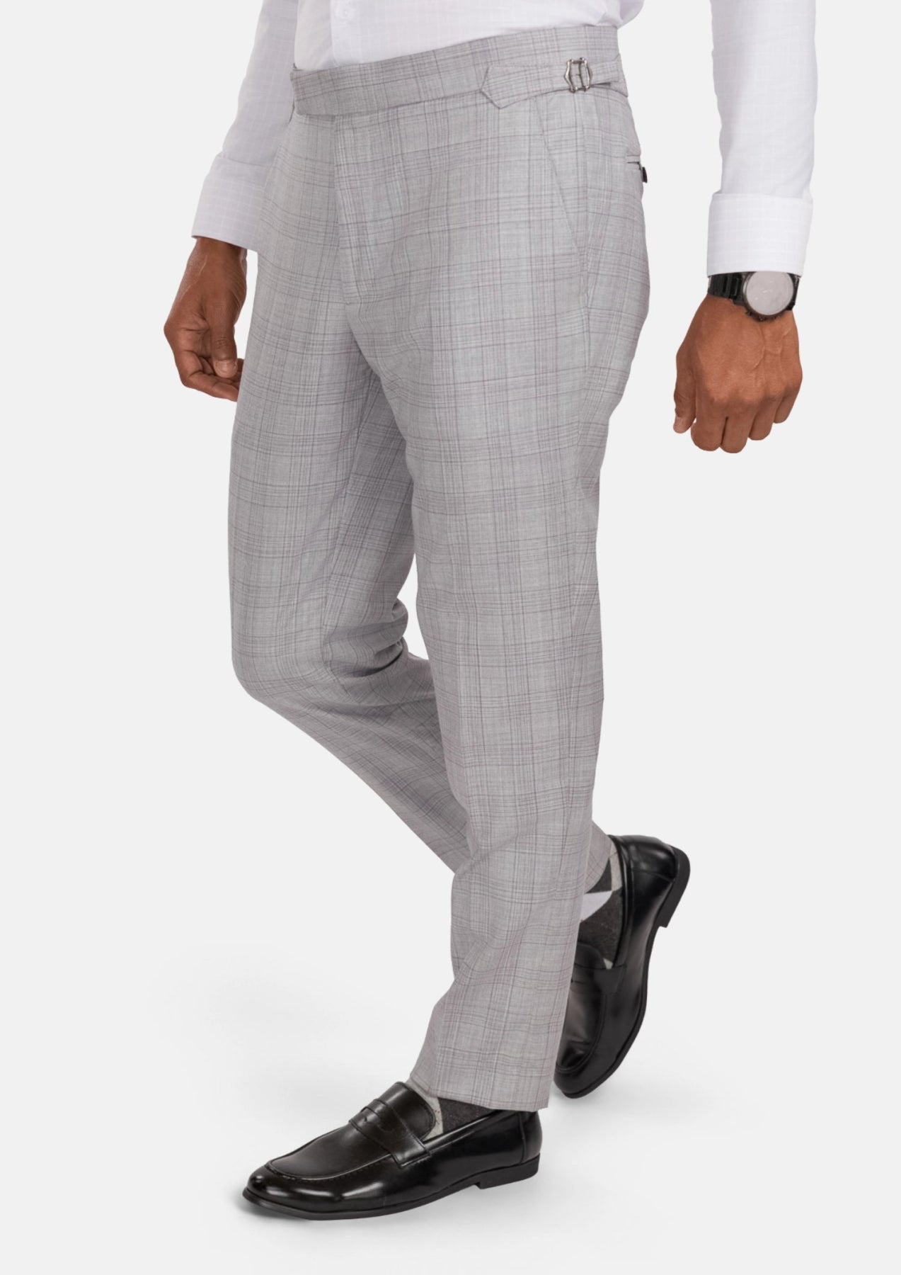 French Gray Checked Pants