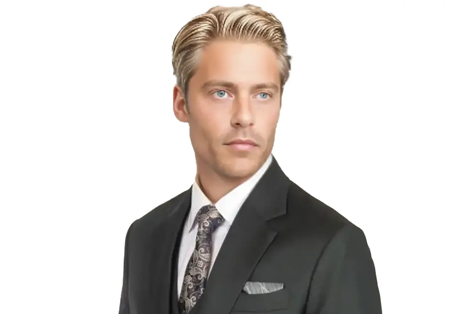 bust of man in green suit