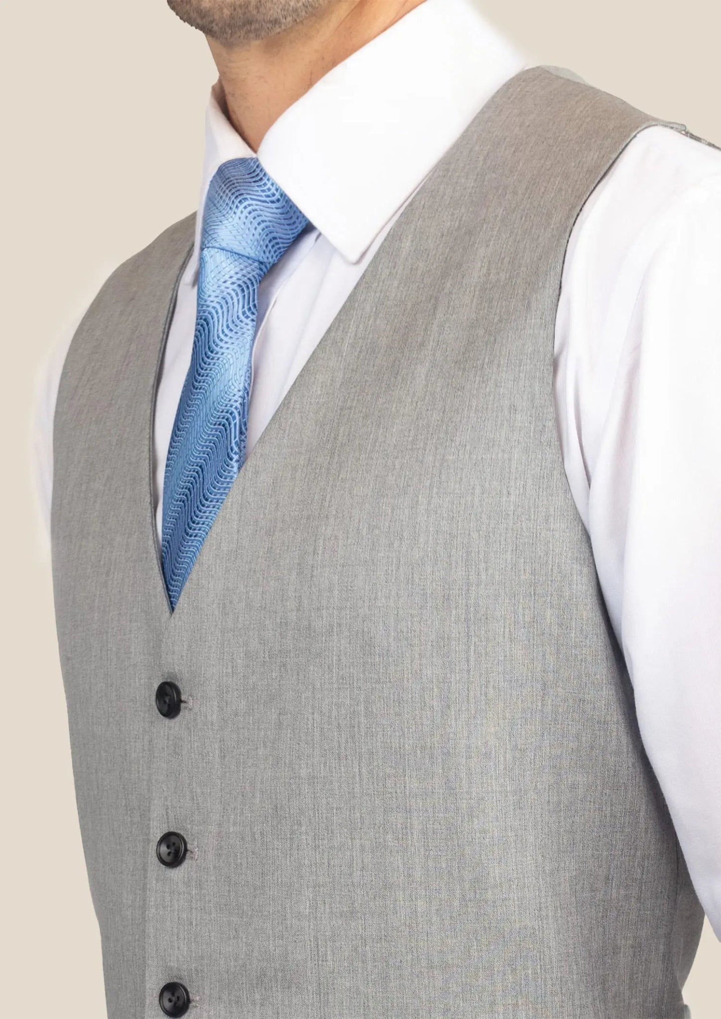 Glacier Grey Twill Vest - SARTORO733