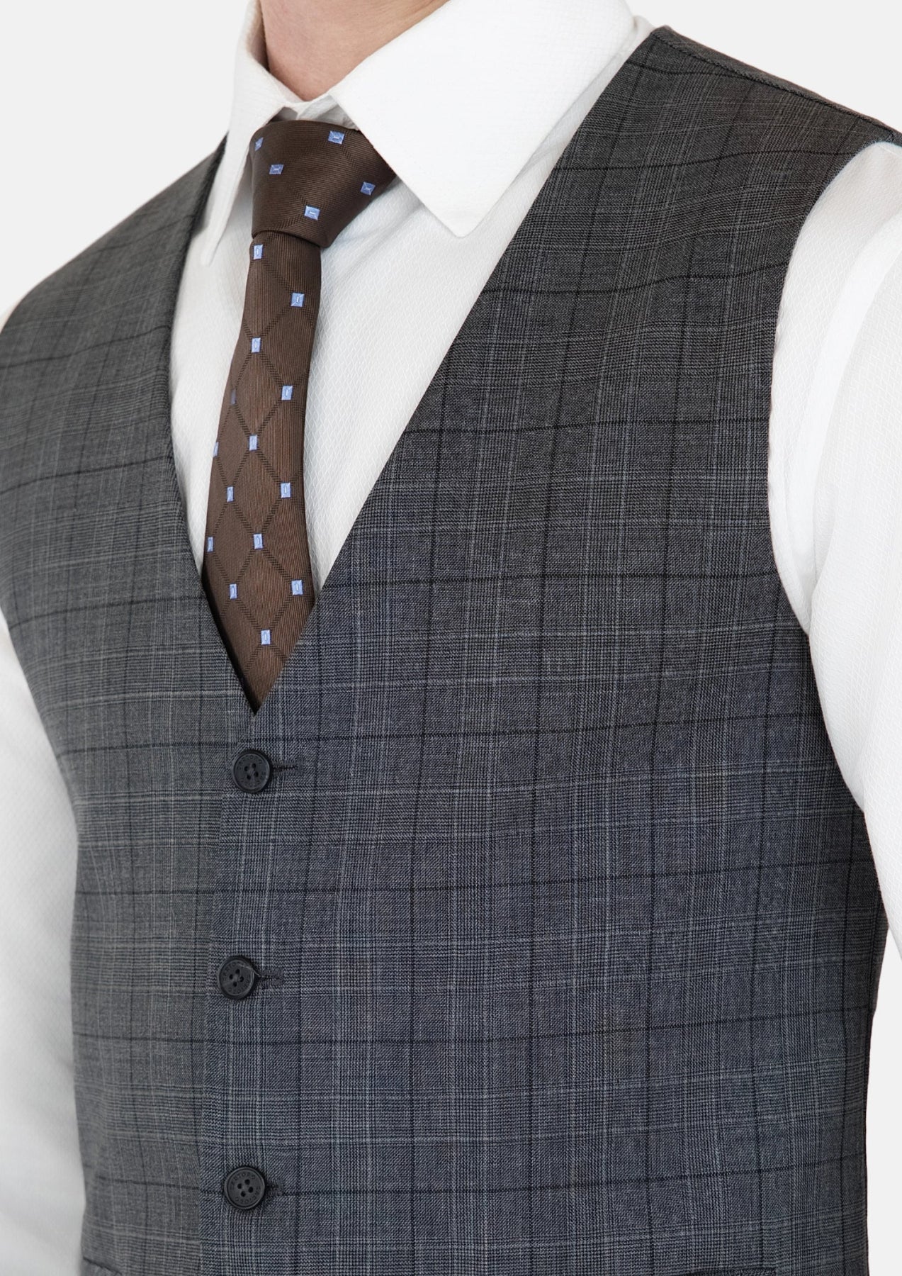 Graphite Grey Prince Of Wales Vest - SARTORO288