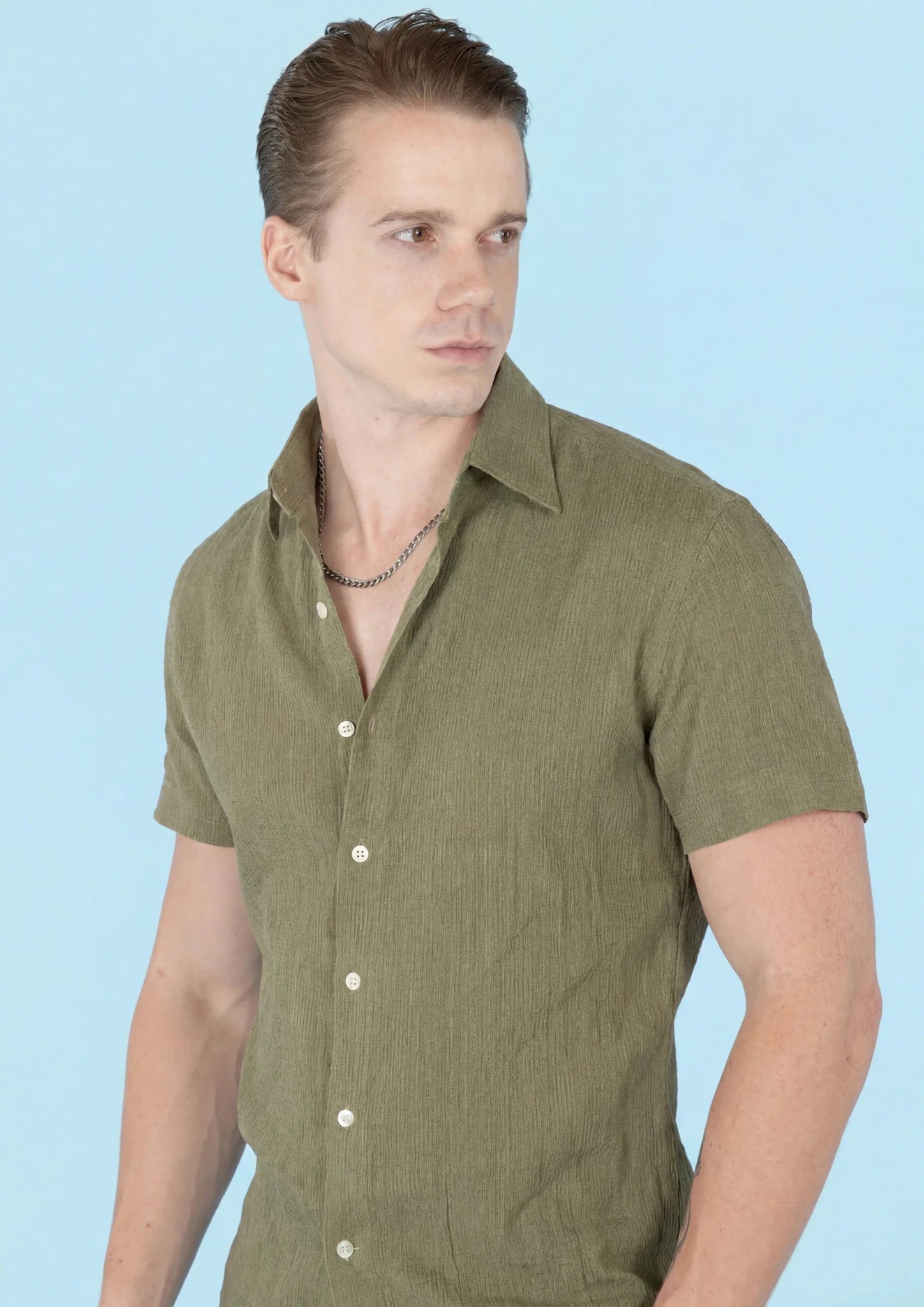Green Linen T-Shirt - SARTORO993