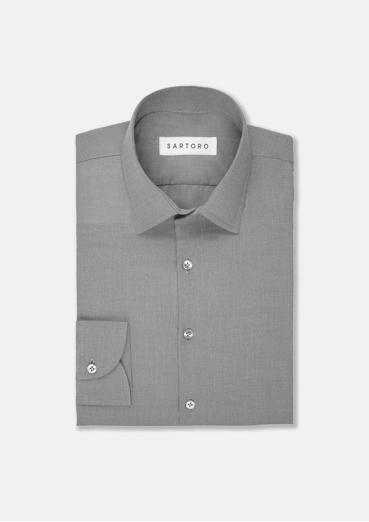 Men's Grey Egyptian Cotton Broadcloth Shirt | SARTORO Men's Grey Egyptian Cotton Broadcloth Shirt | SARTORO