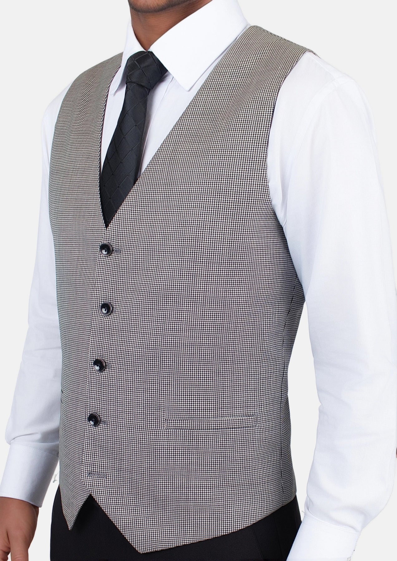 Grey Houndstooth Vest - SARTORO236