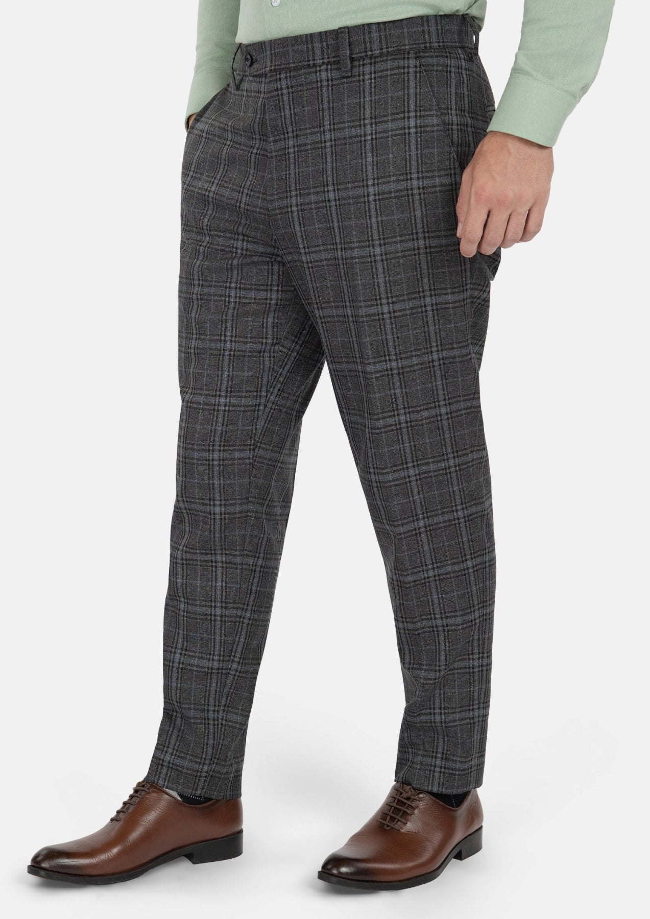 Grey Two - Tone Plaid Pants - SARTORO