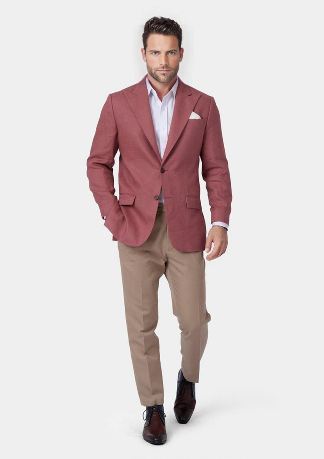 Hudson Tuscan Red Linen Jacket - SARTORO