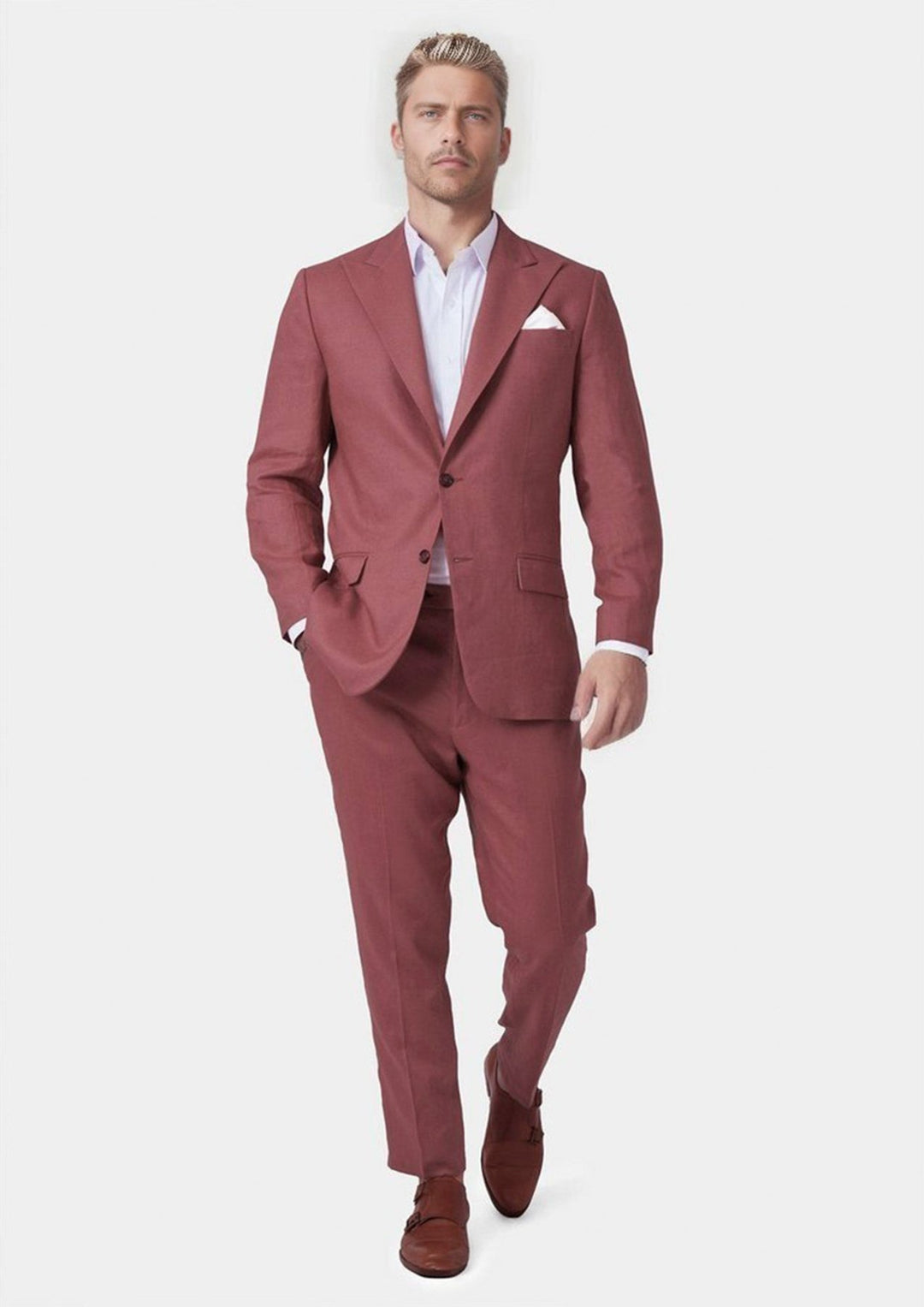 Hudson Tuscan Red Linen Suit - SARTORO