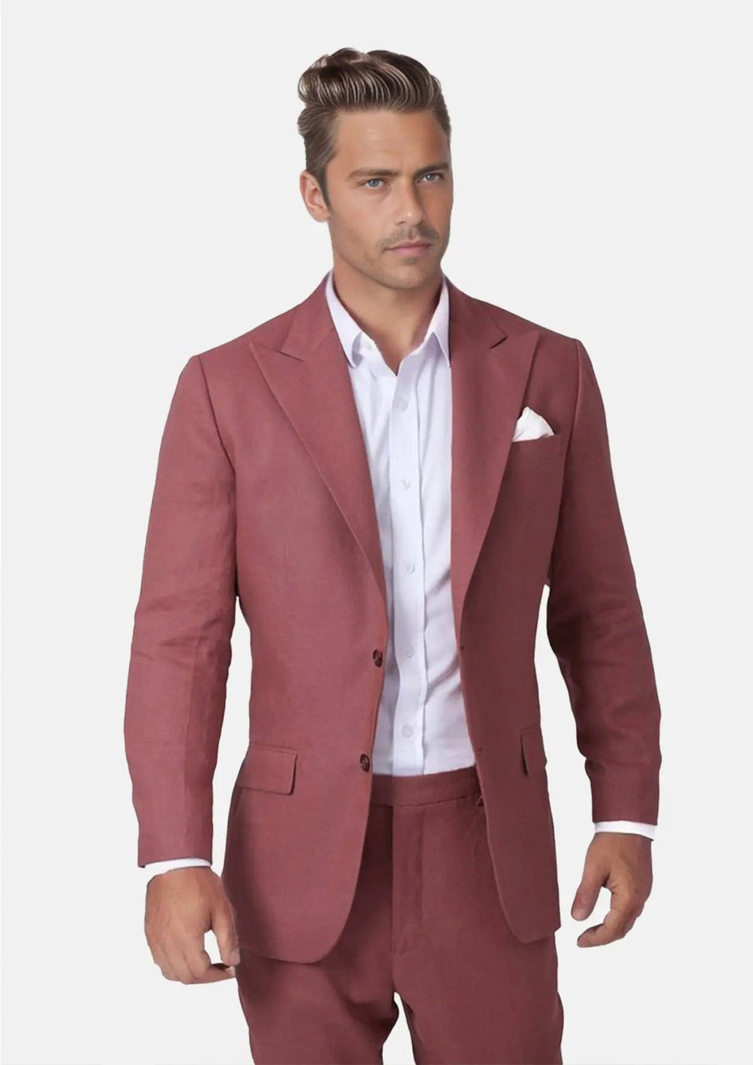 Hudson Tuscan Red Linen Suit - SARTORO