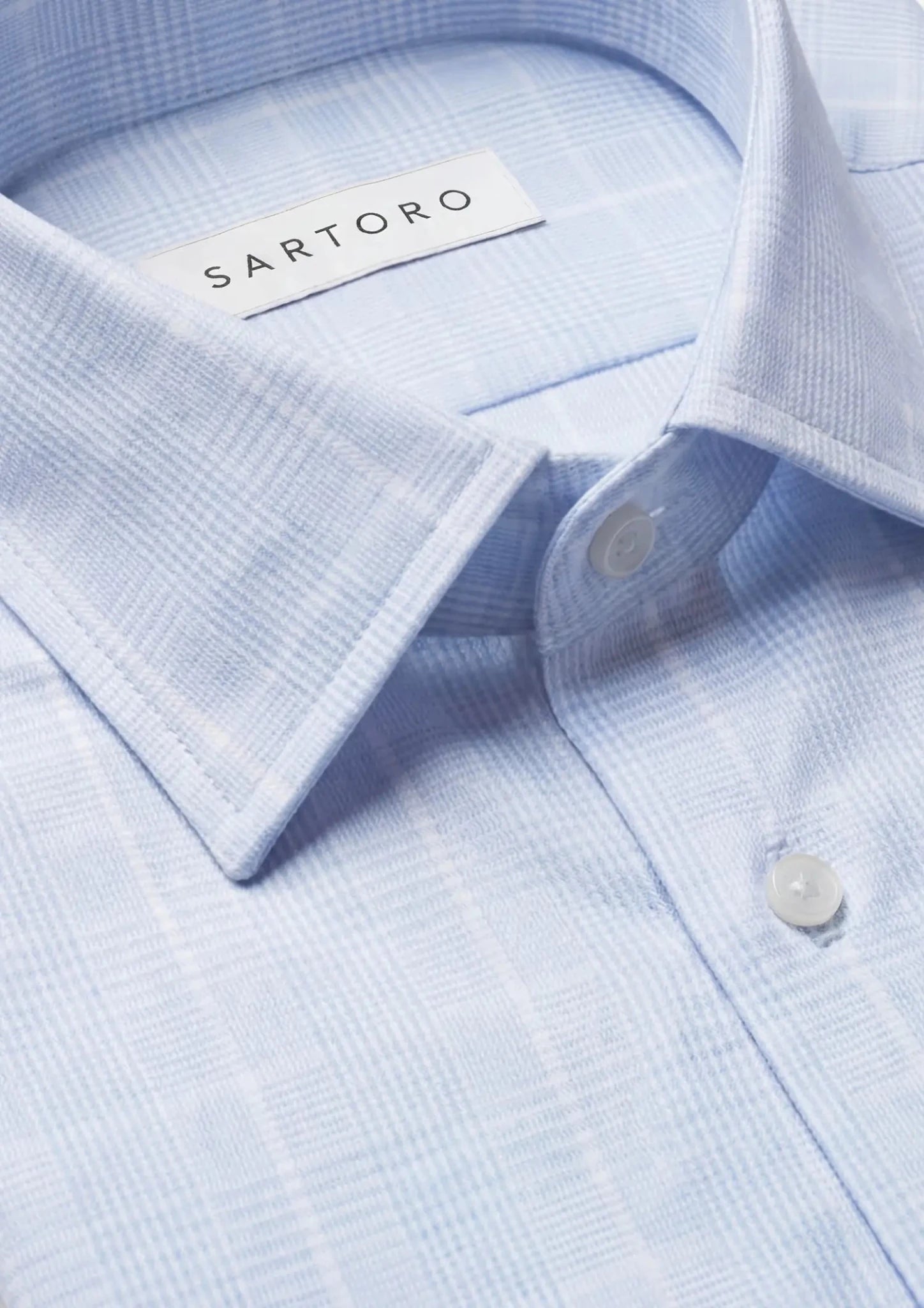 Ice Blue Glen Check Shirt - SARTORO500