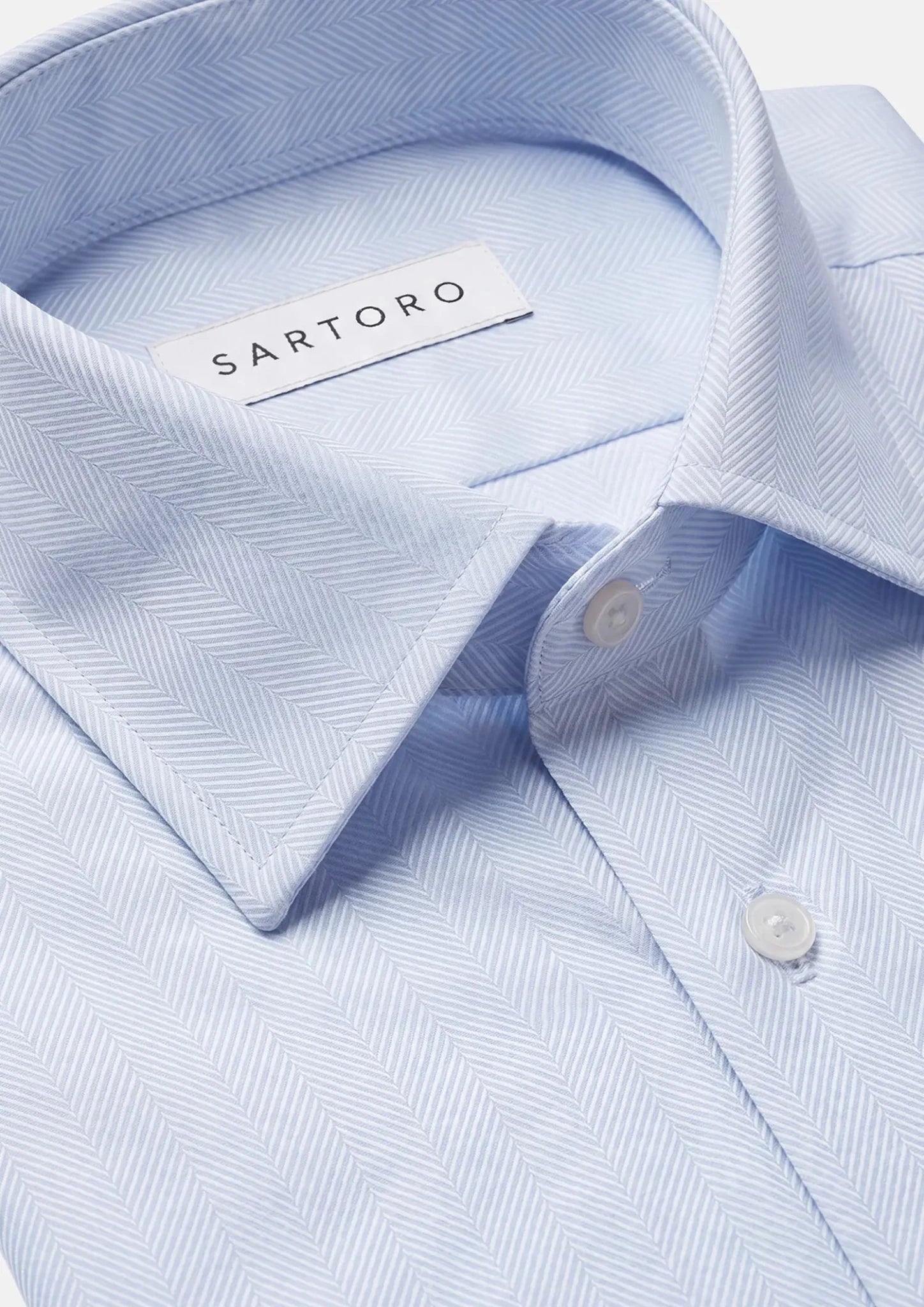 Ice Blue Herringbone Shirt - SARTORO646