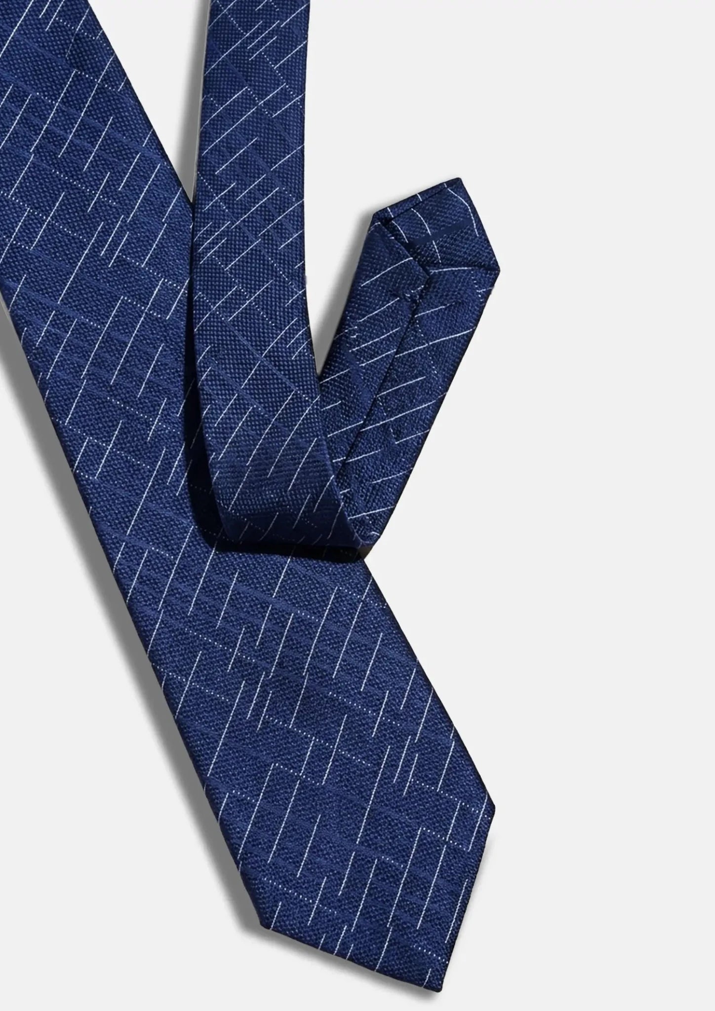 Ink Blue Linear Grid Tie650