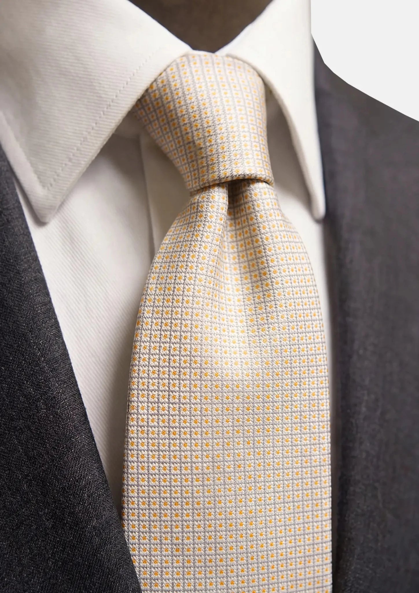 Ivory Honeycomb Textured Tie - SARTORO639