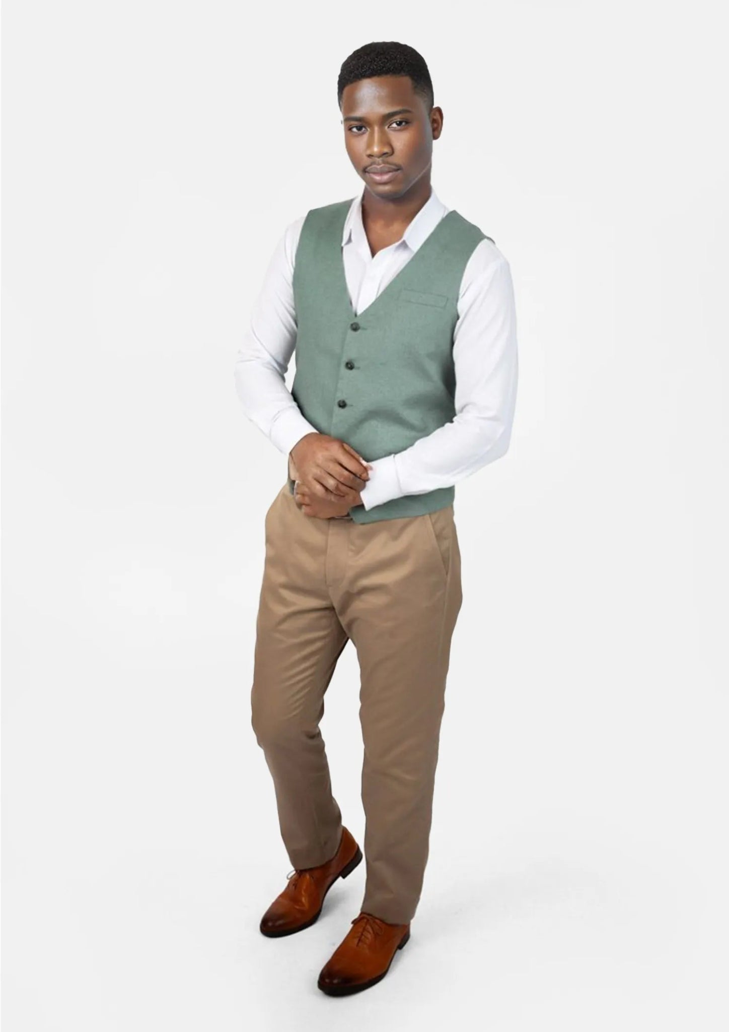 Jade Green Linen Vest - SARTORO