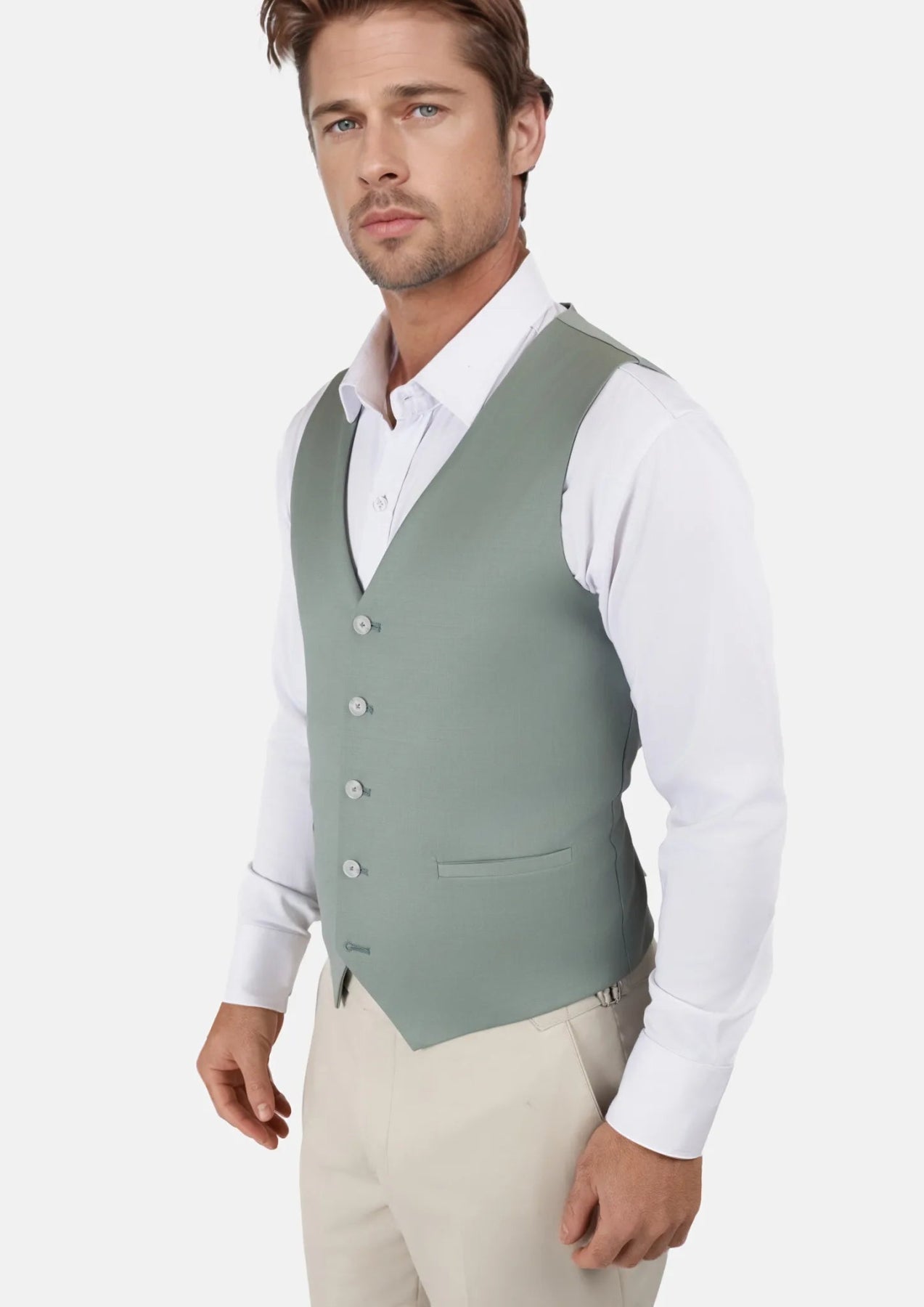 Jade Green Performance Wool Vest - SARTORO598