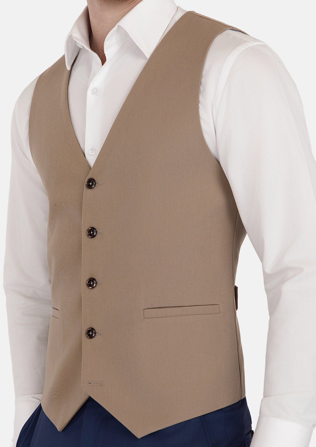 Khaki Cotton Vest - SARTORO589