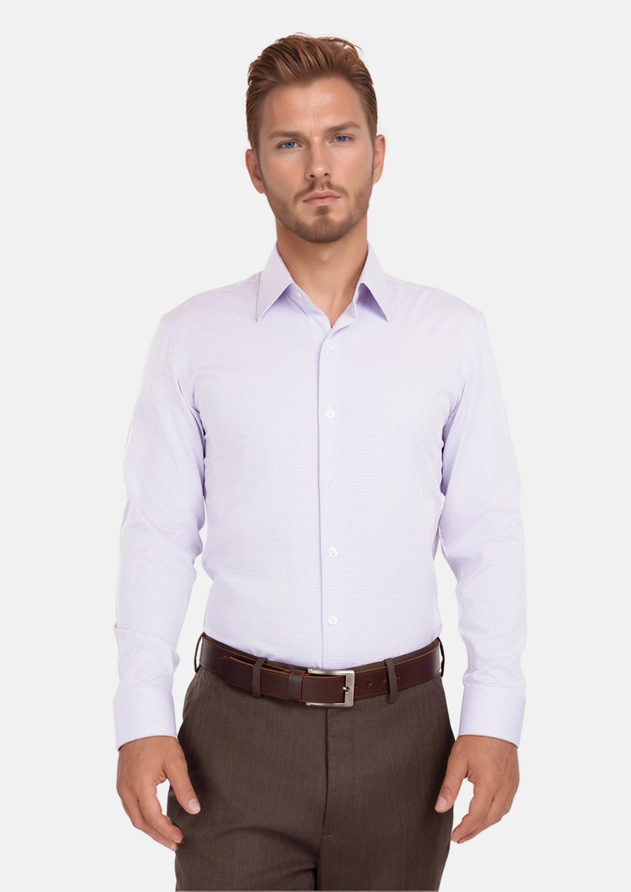 Lavender Micro Grid Shirt - SARTORO821