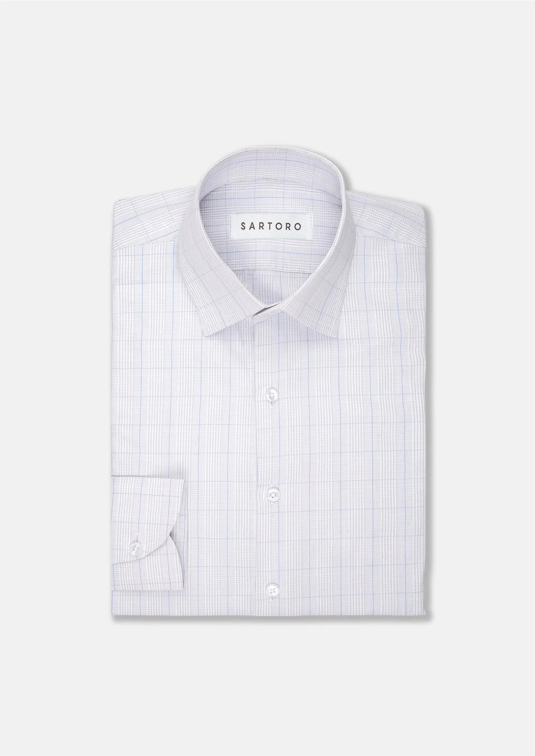 Light Grey Blue Check Line Shirt - SARTORO