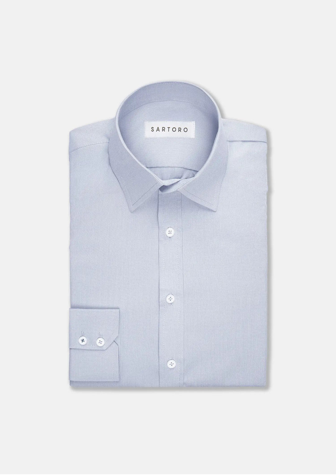 Light Grey Egyptian Cotton Broadcloth Shirt - SARTORO