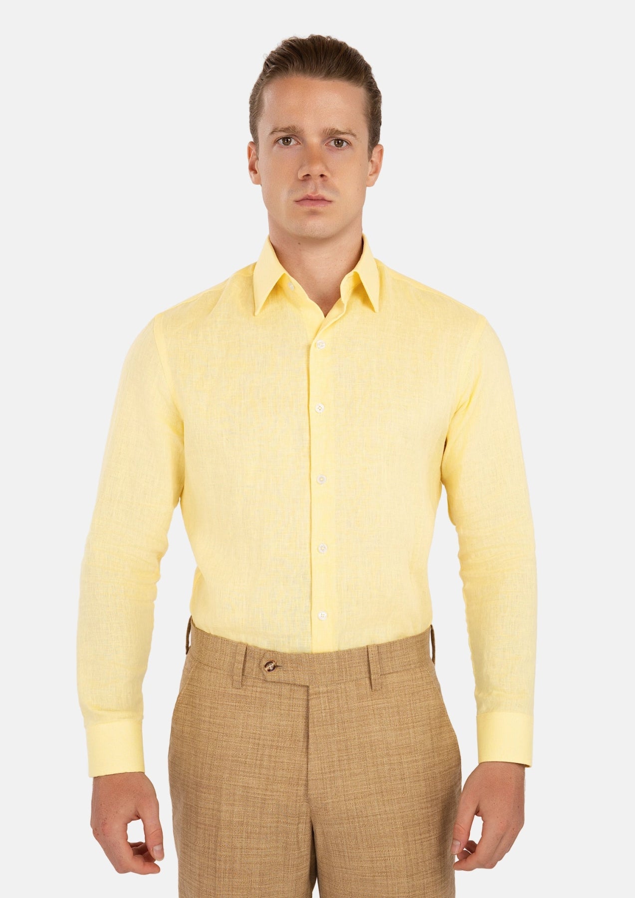 Light Yellow Linen Shirt - SARTORO712