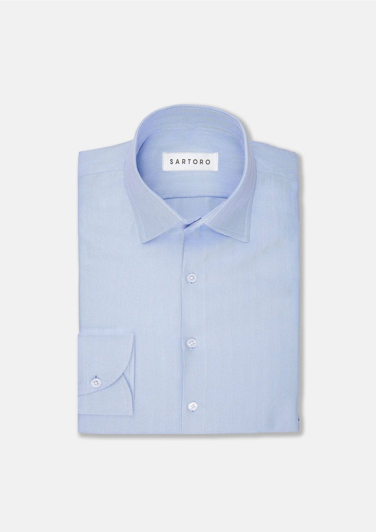 Lightblue Herringbone Shirt - SARTORO969