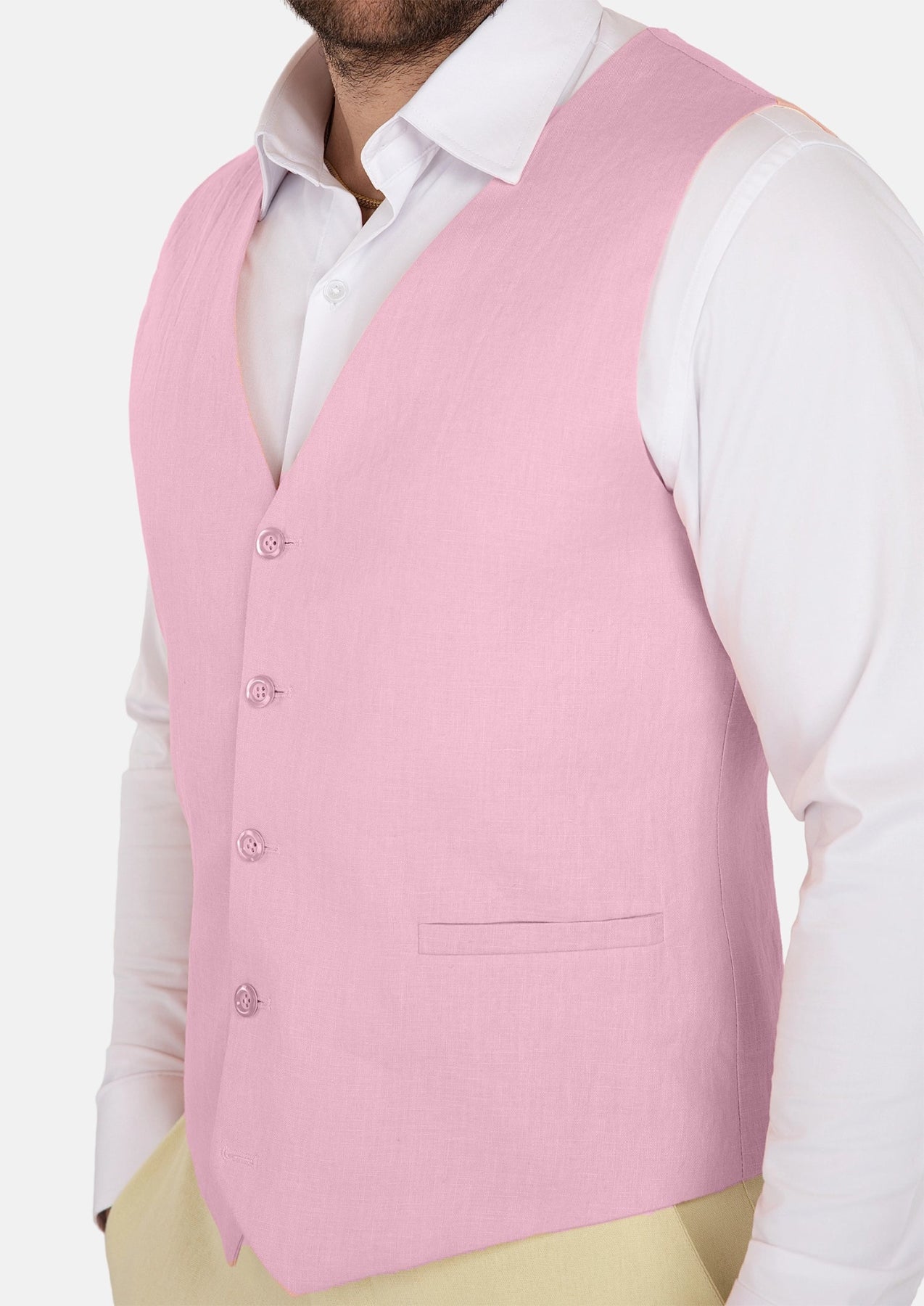 Lilac Linen Blend Vest - SARTORO711
