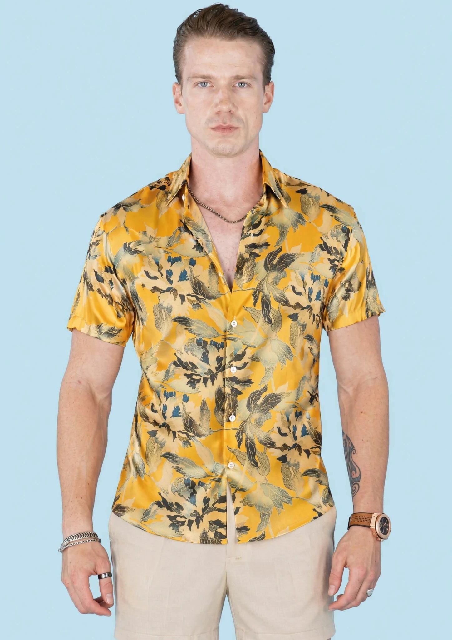 Marigold Bloom Silk Shirt - SARTORO97