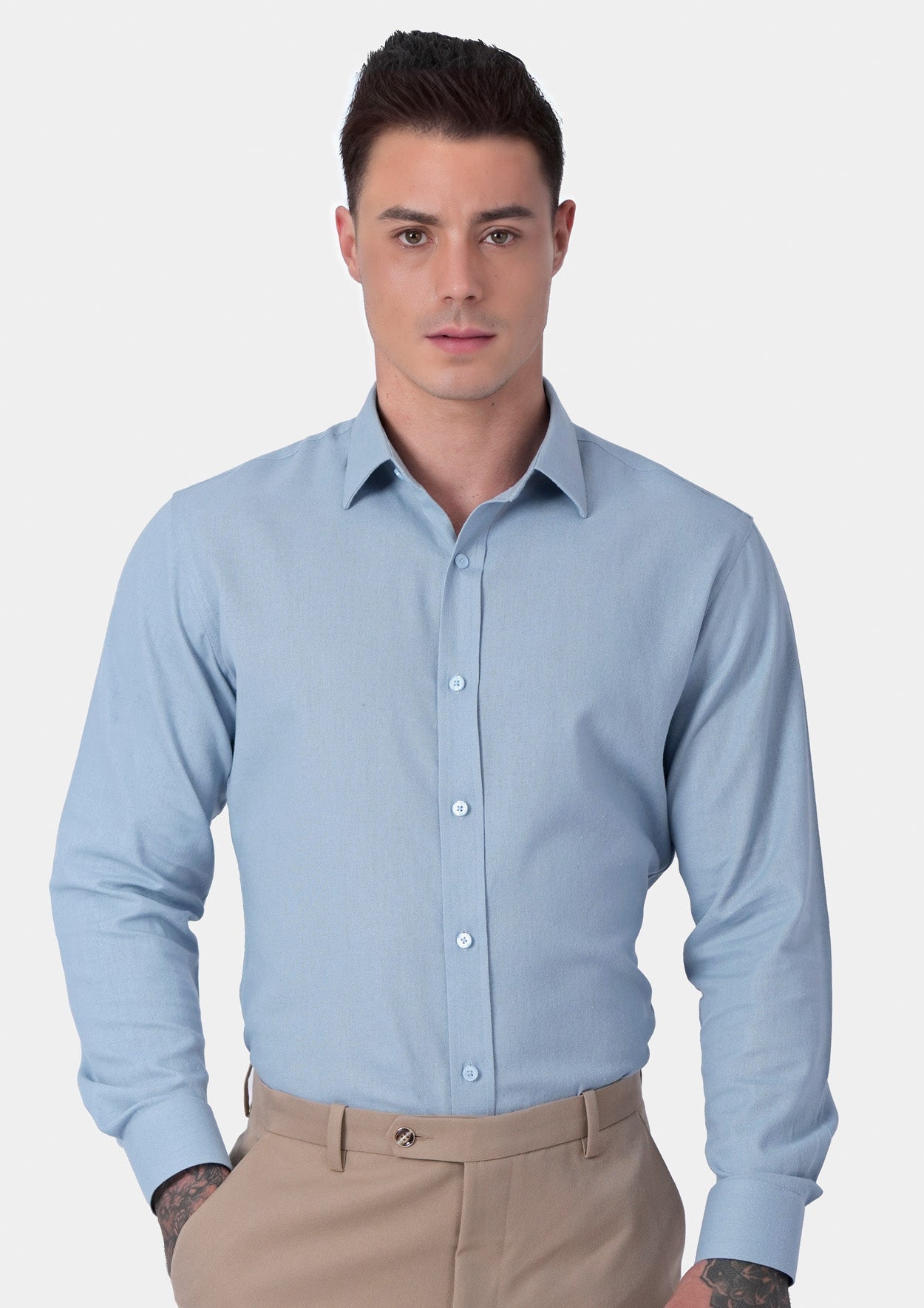 Maya Blue Linen Blend Shirt
