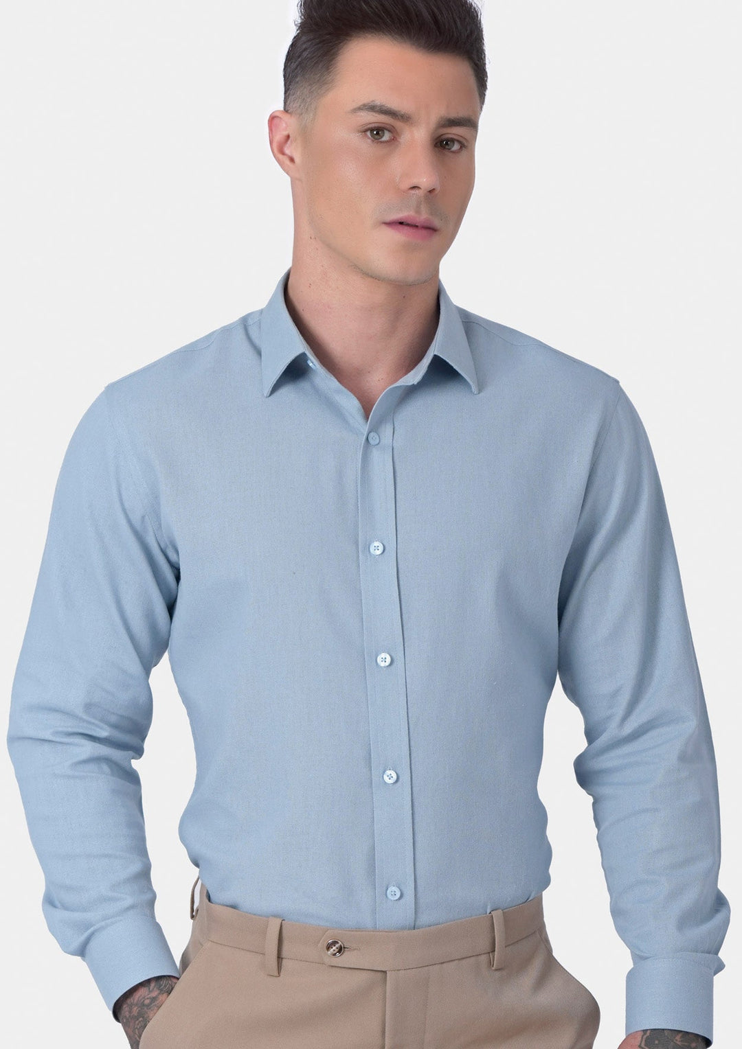 Maya Blue Linen Blend Shirt - SARTORO