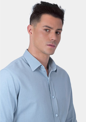 Maya Blue Linen Blend Shirt - SARTORO