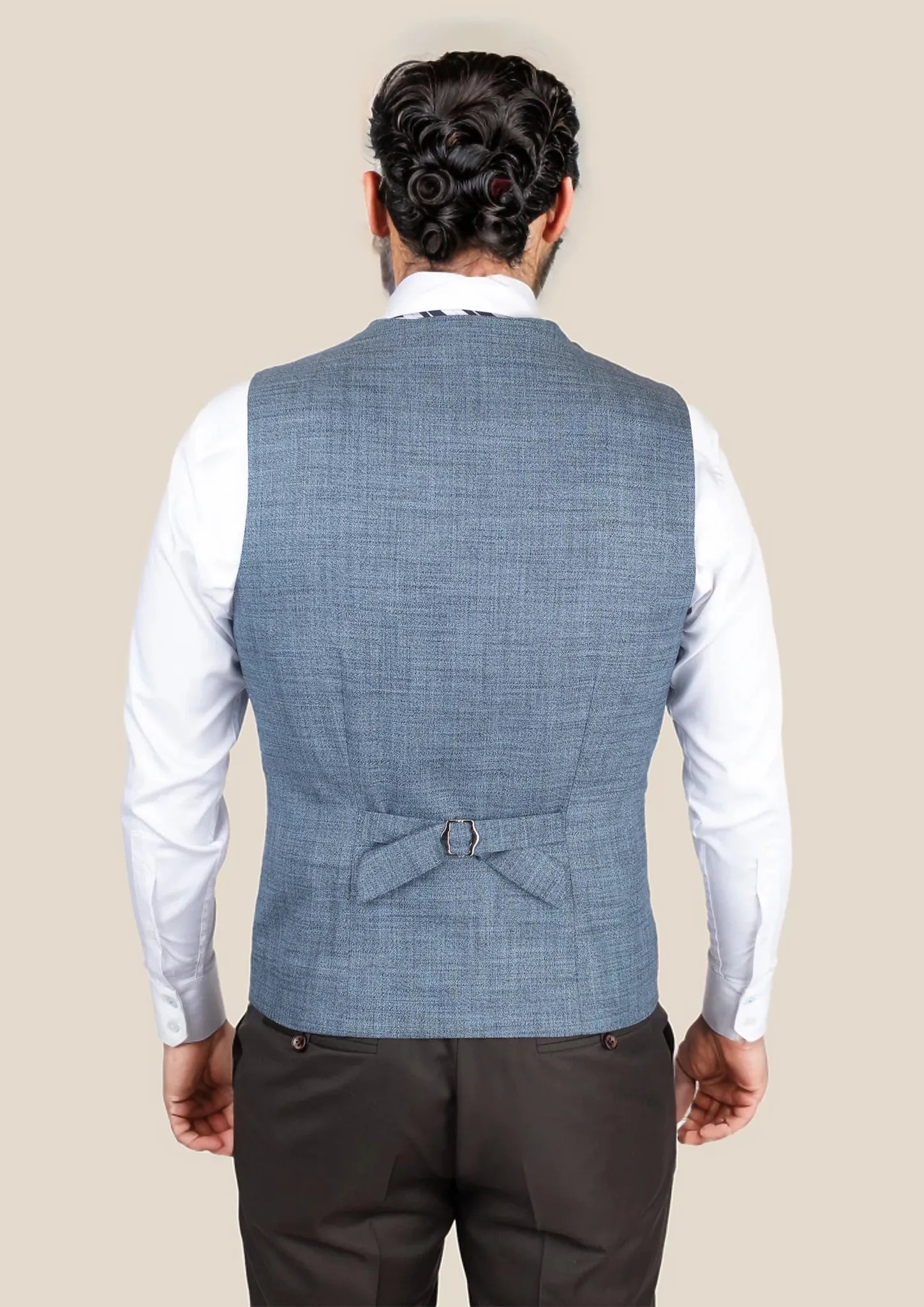 Mid Blue Hopsack Vest
