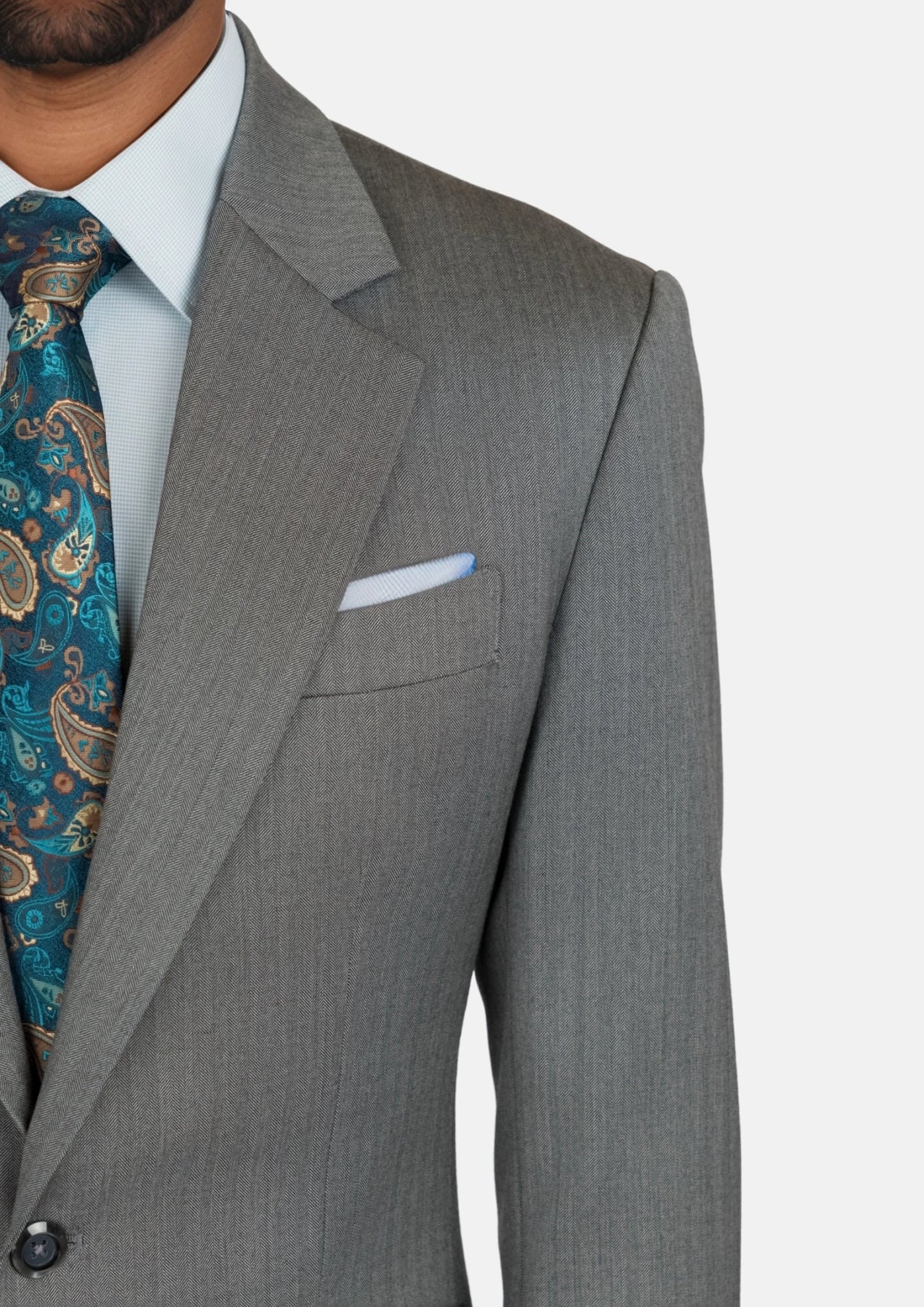Mid Grey Herringbone Astor Suit