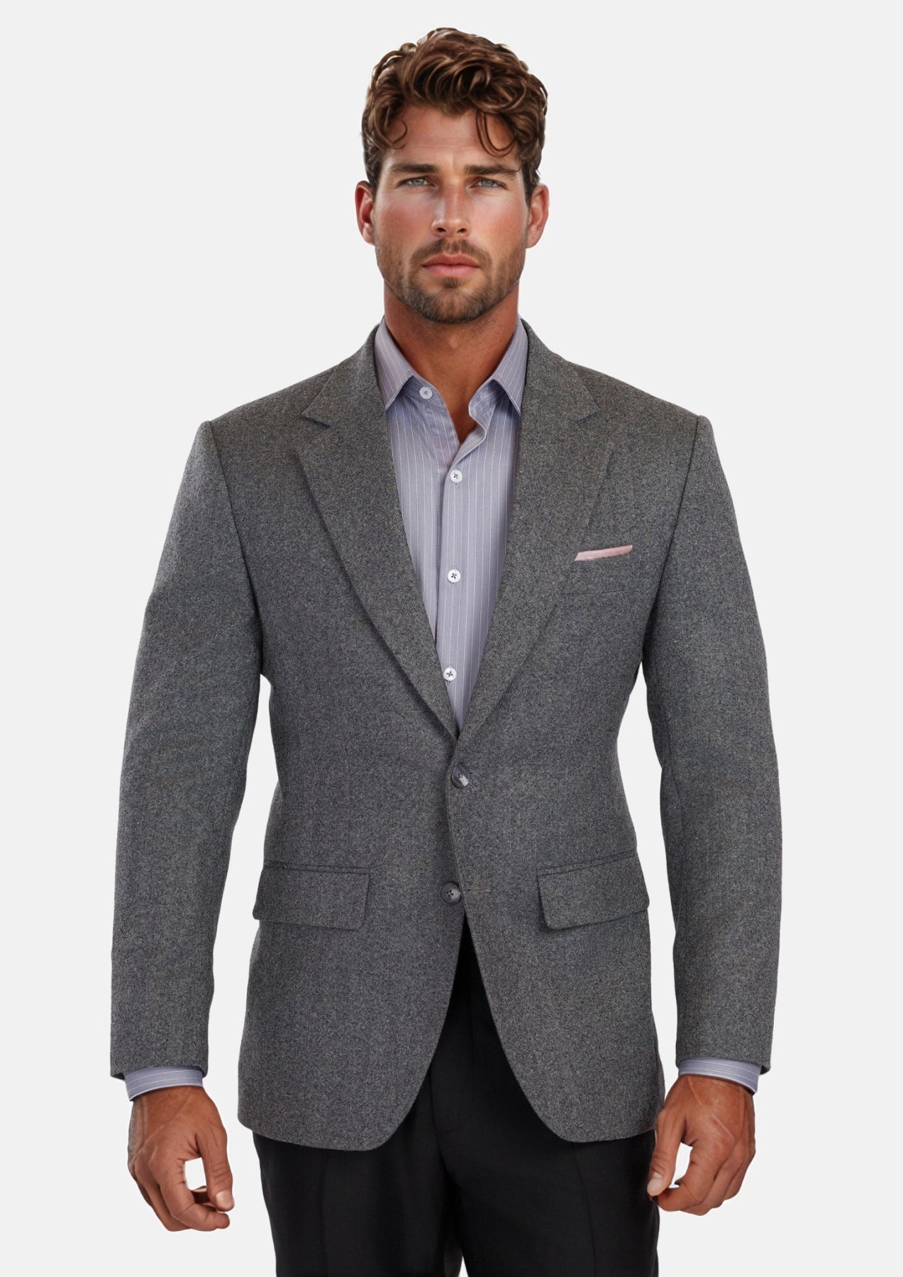 Mid Grey Herringbone Flannel Jacket - SARTORO704