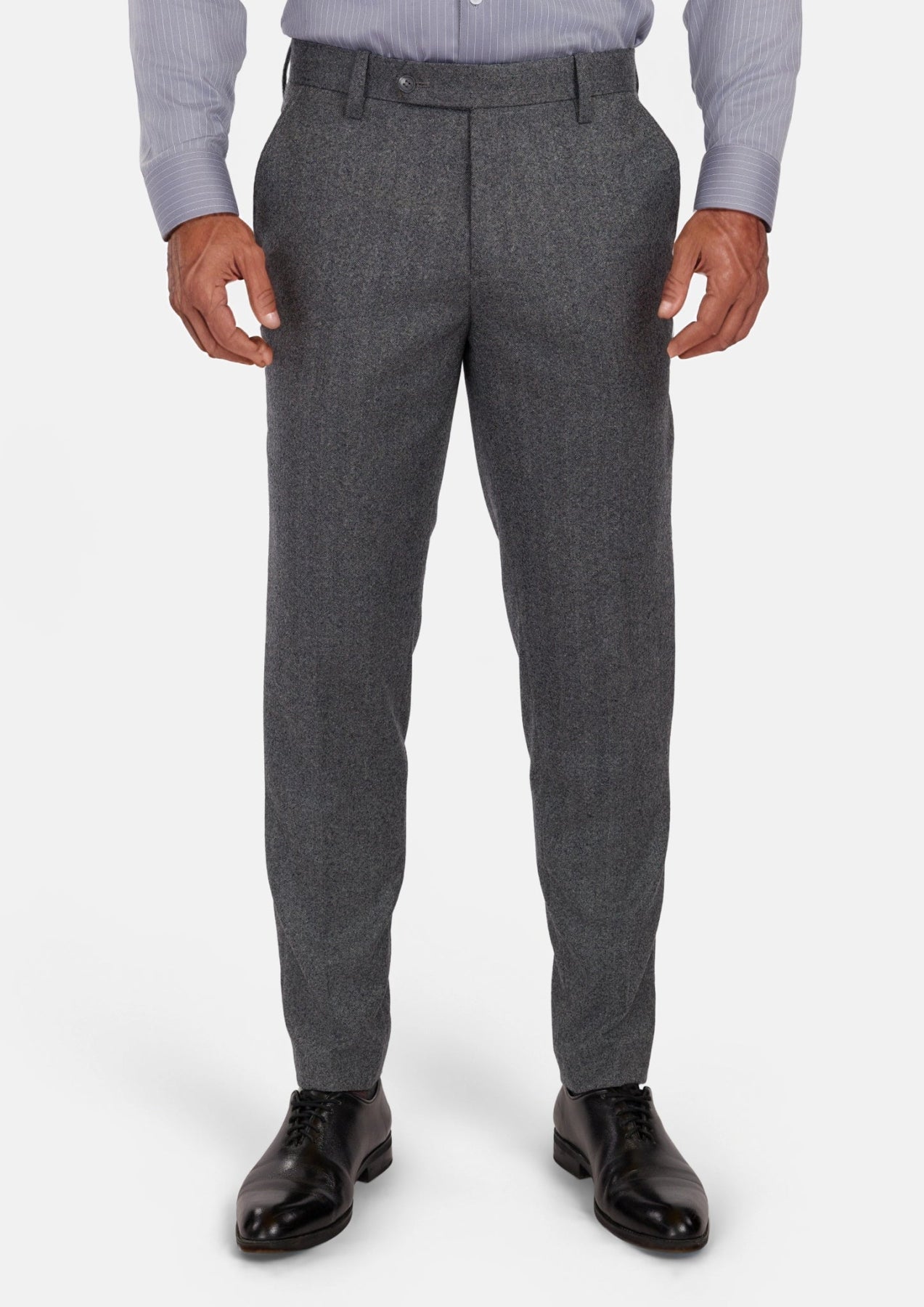 Mid Grey Herringbone Flannel Pants