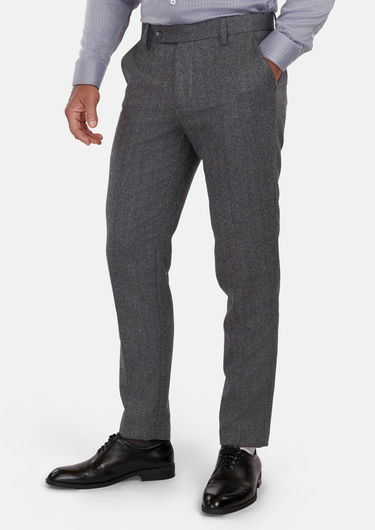 Mid Grey Herringbone Flannel Pants