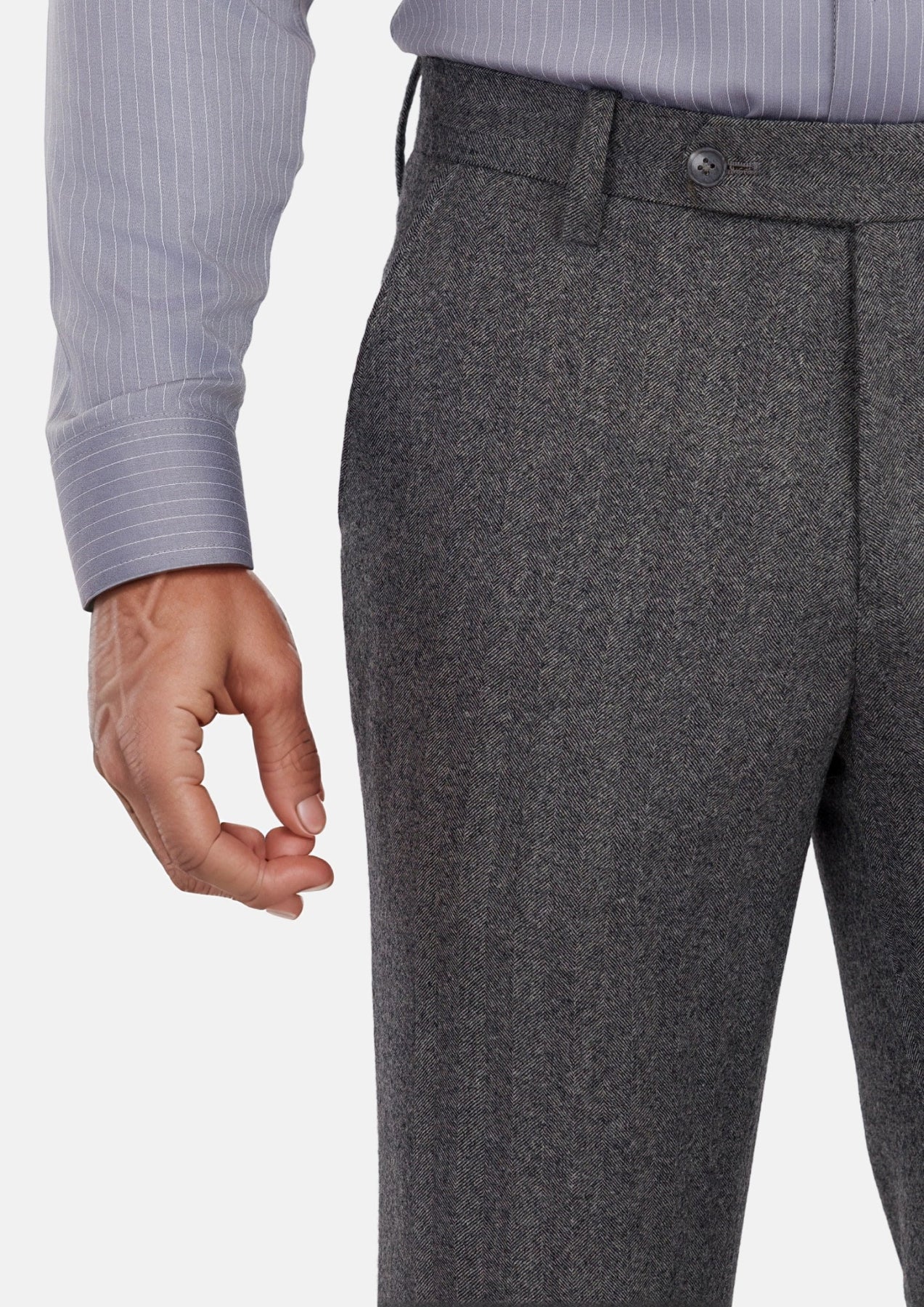 Mid Grey Herringbone Flannel Pants