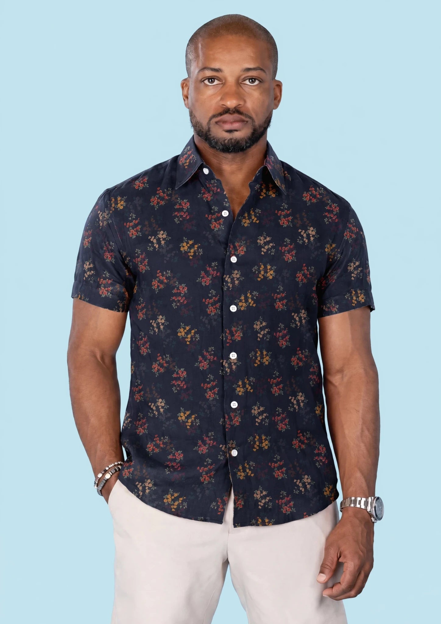 Midnight Bloom Silk Shirt - SARTORO614