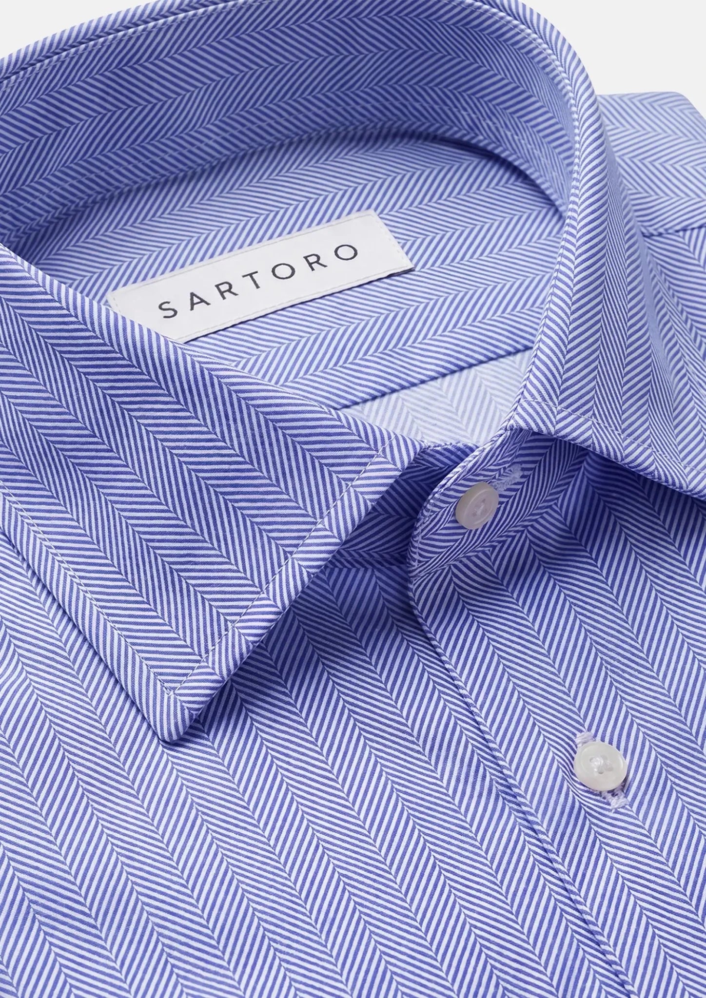Midnight Blue Herringbone Shirt - SARTORO566
