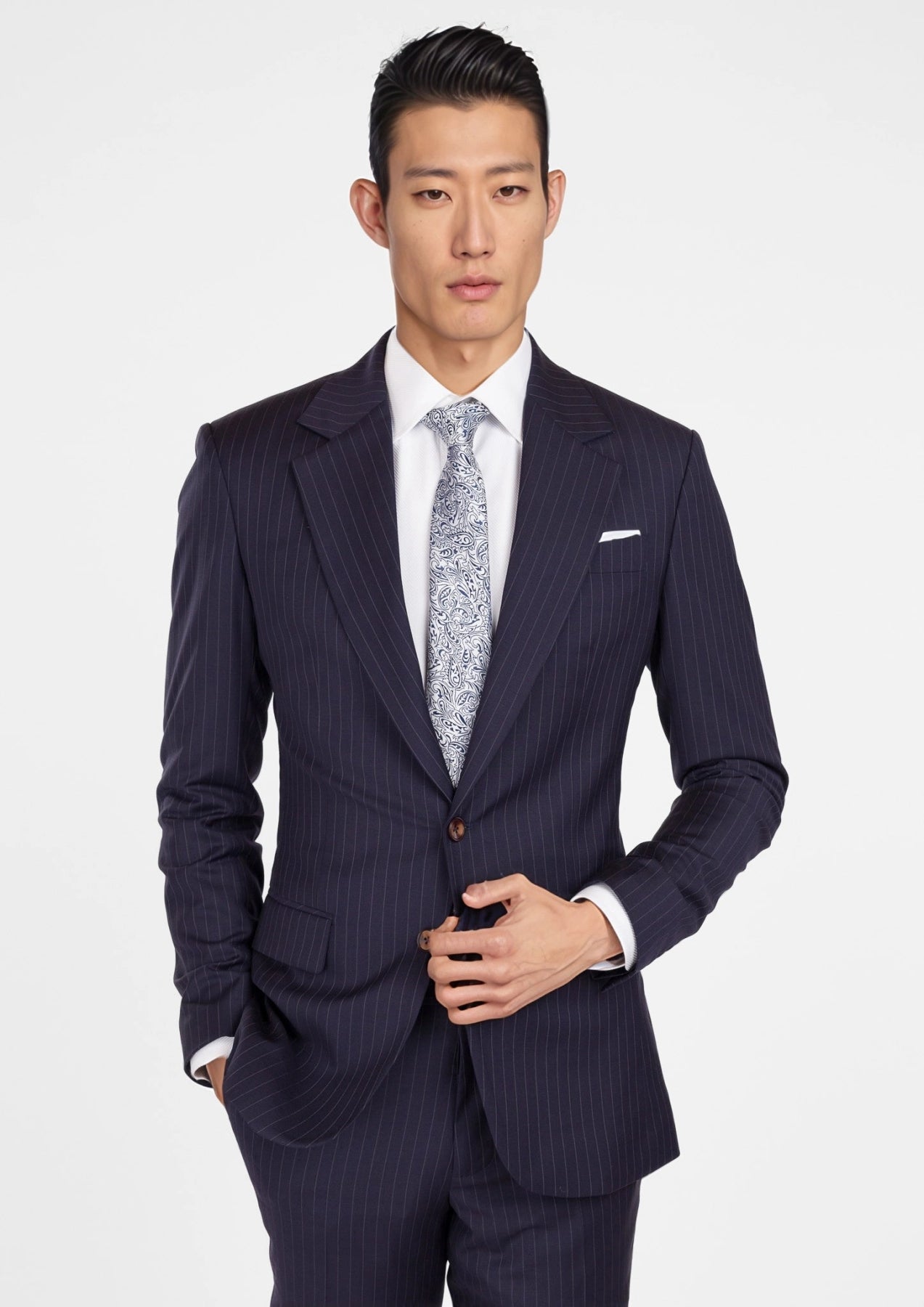 Midnight Blue Pinstripe Ellis Suit