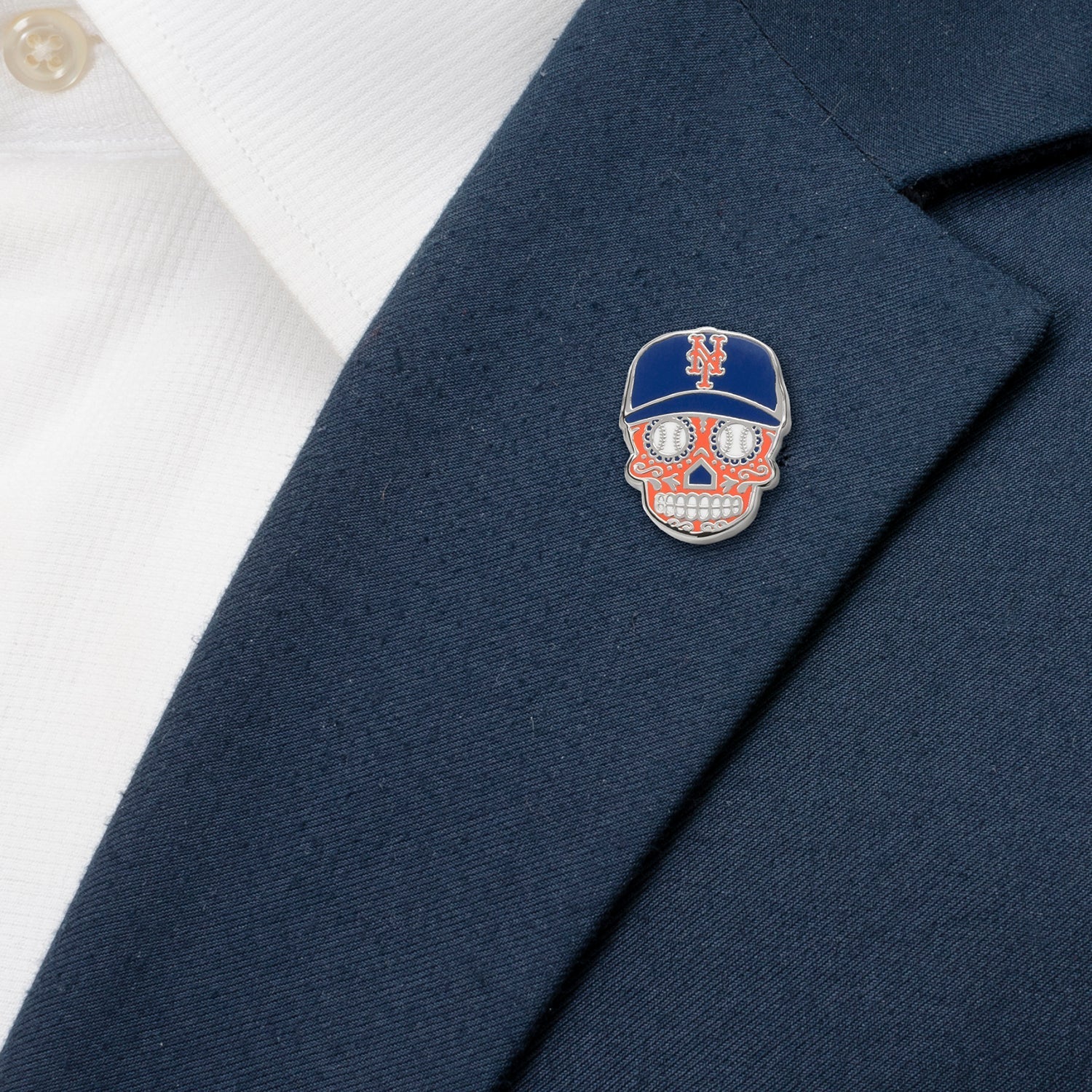 MLB New York Mets Sugar Skull Lapel Pin923