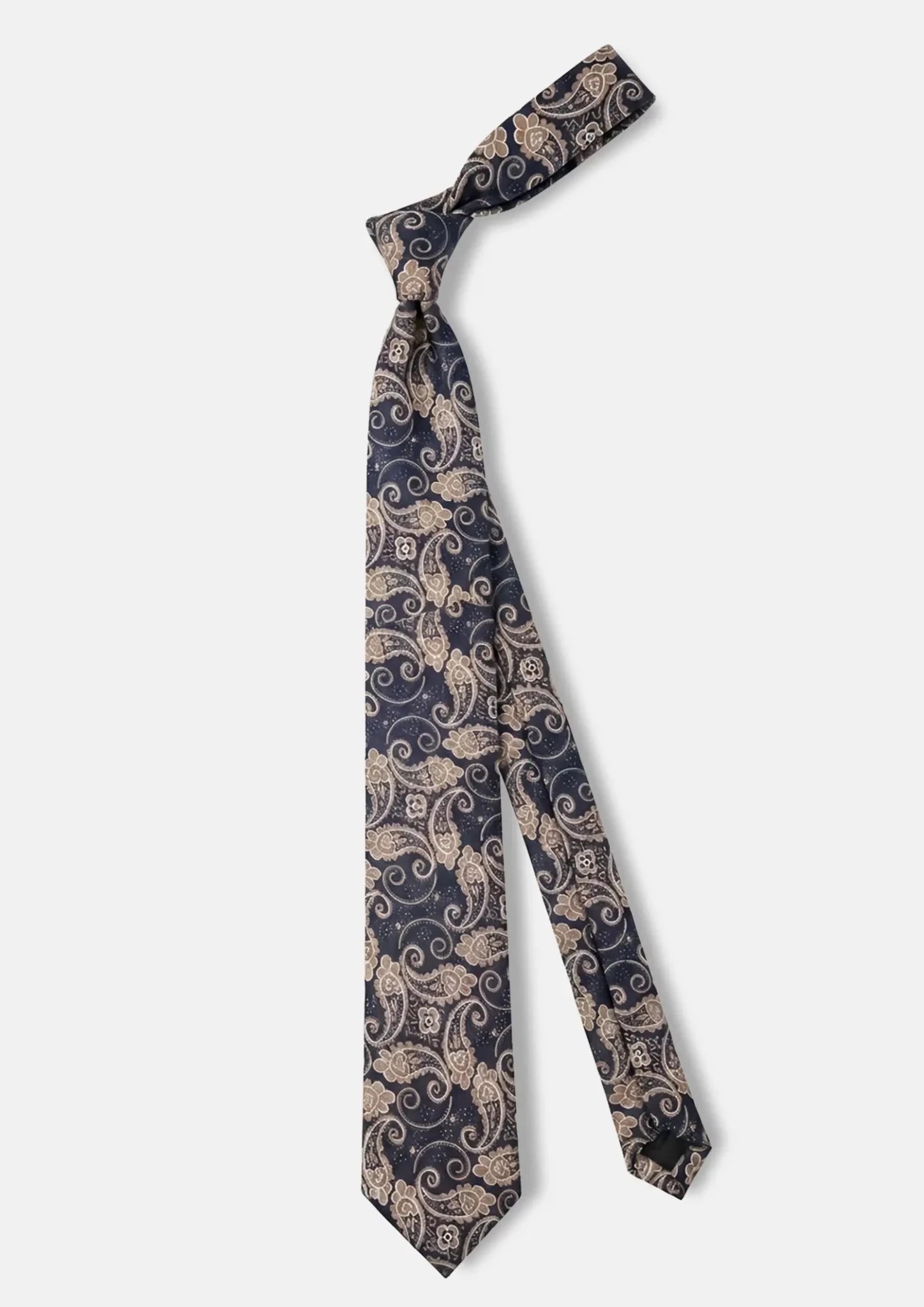 Navy Beige Botanical Paisley Tie263