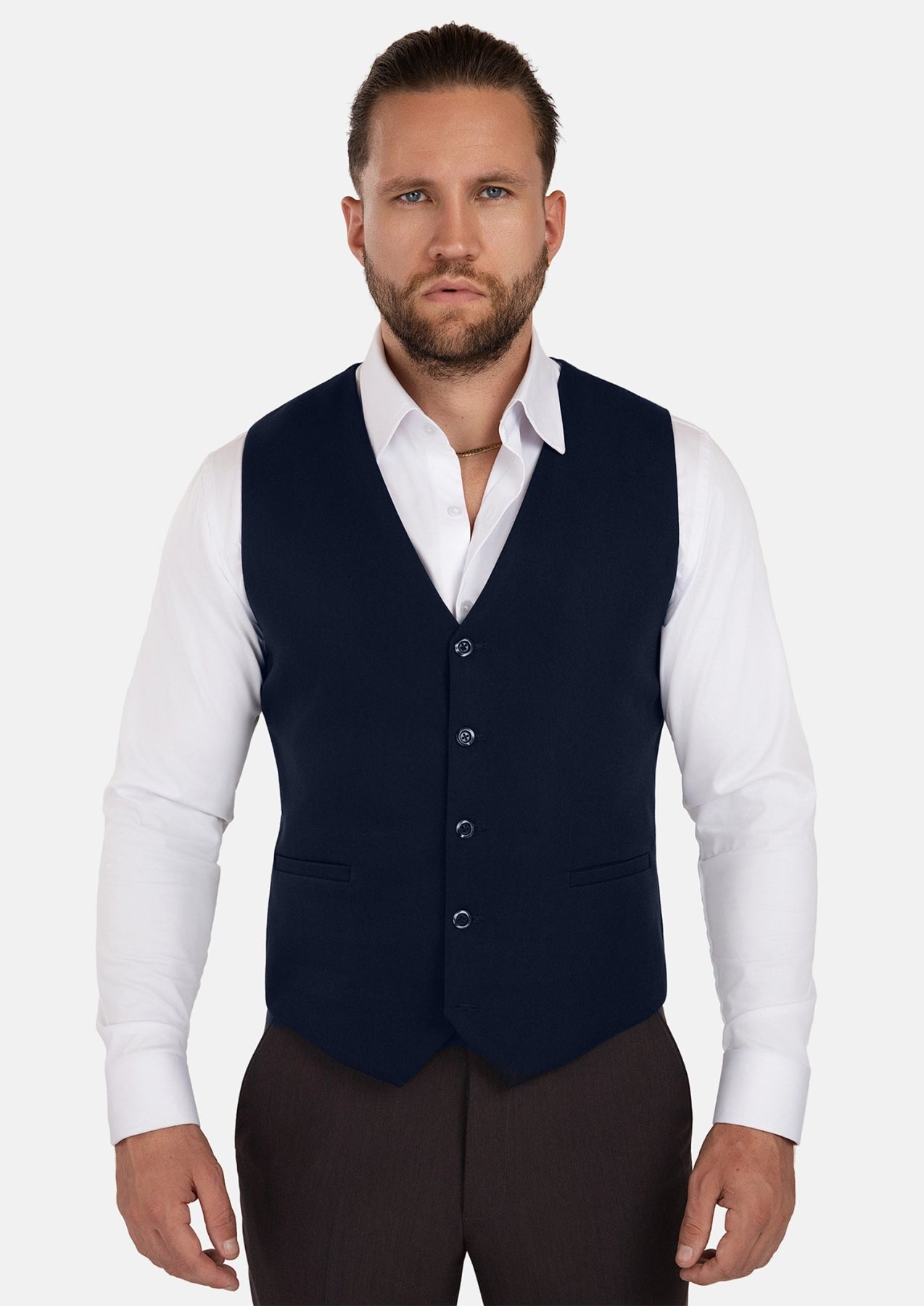Navy Cotton Vest - SARTORO492