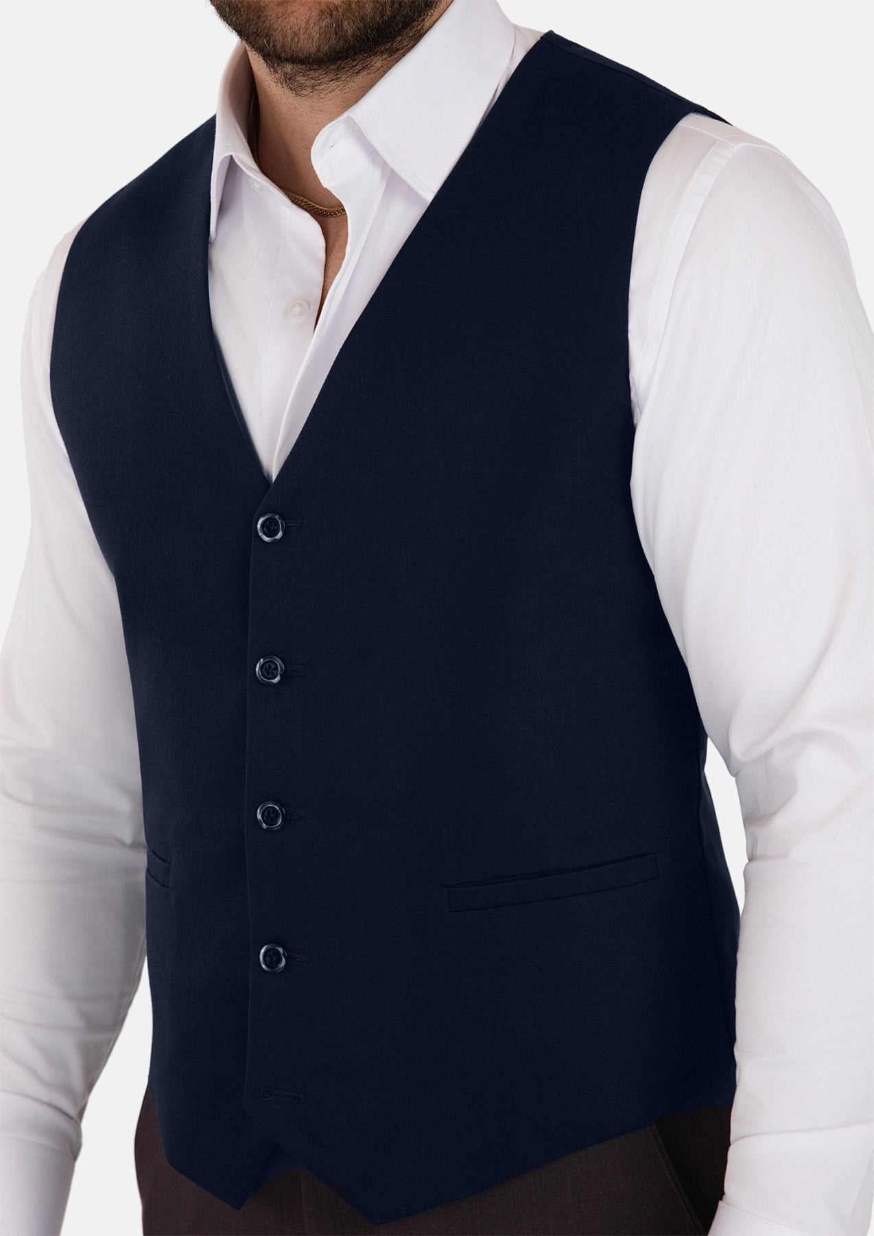 Navy Cotton Vest - SARTORO435