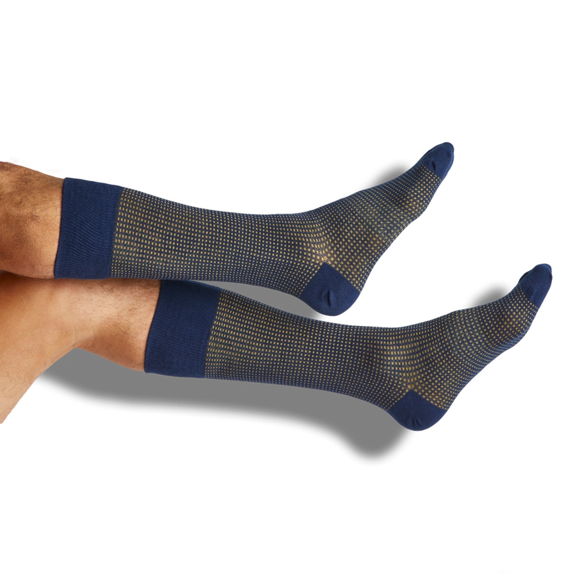 Navy / Gold Birdseye Dress Socks
