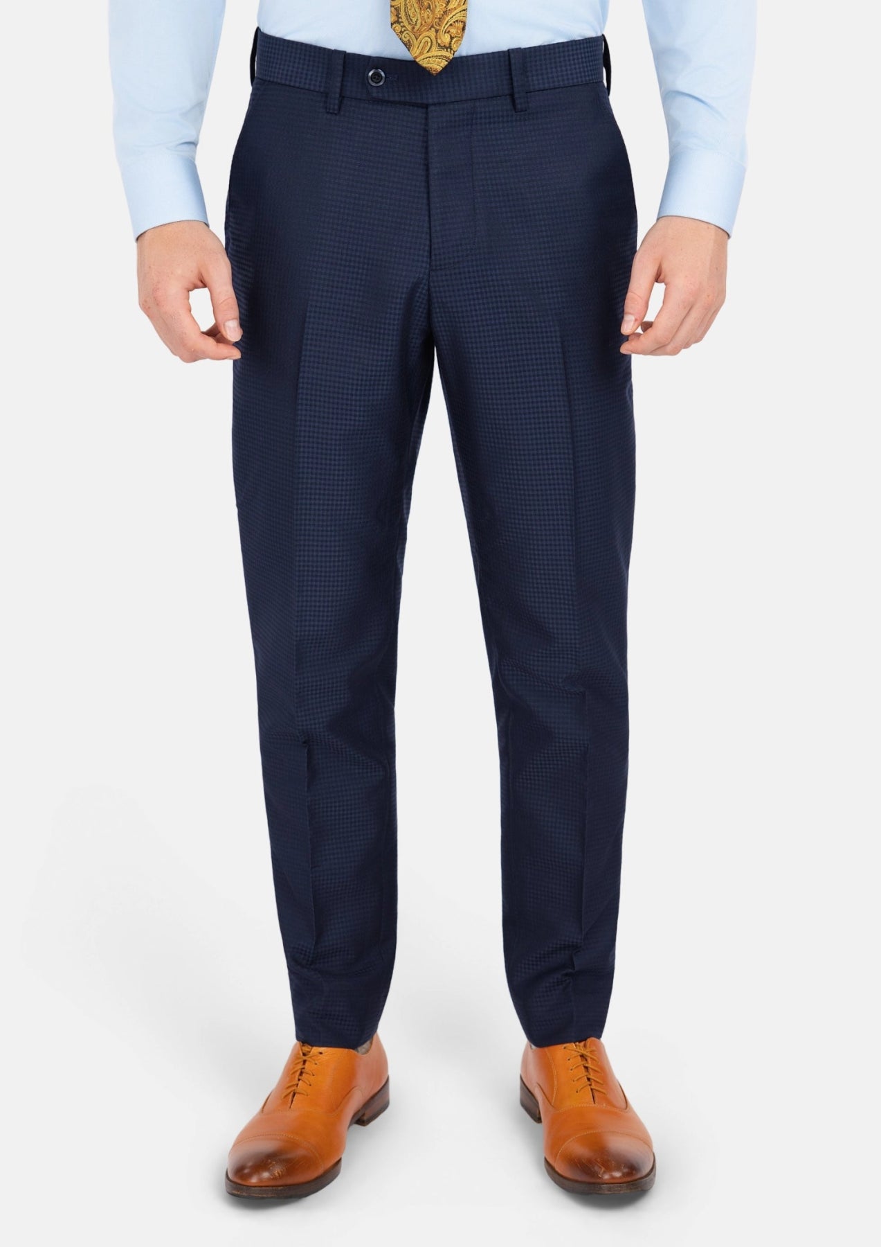 Navy Microcheck Pants - SARTORO409
