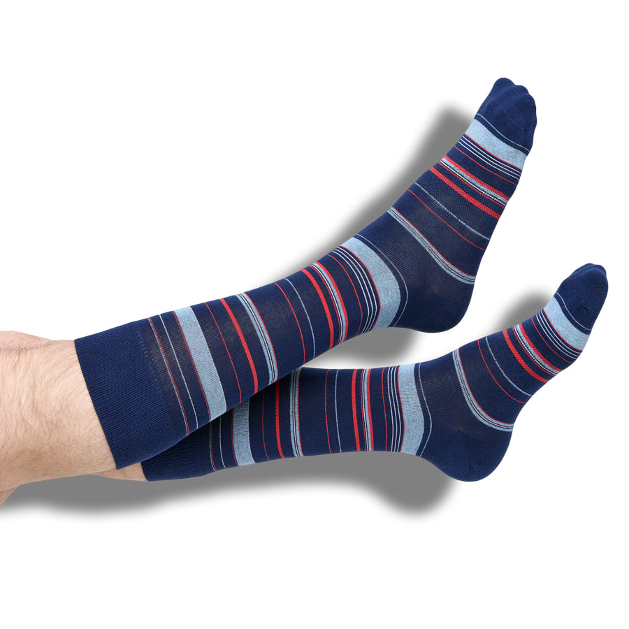Navy Multi Stripe Dress Socks237