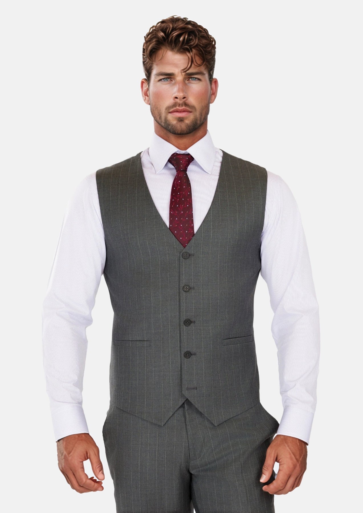 Nevada Grey Pinstripe Vest